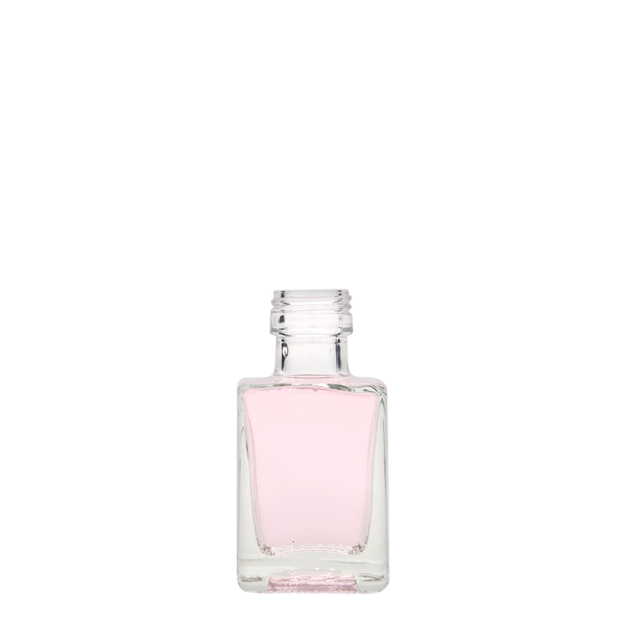 50 ml glasflaske »Cube«, firkantet, åbning: PP 24
