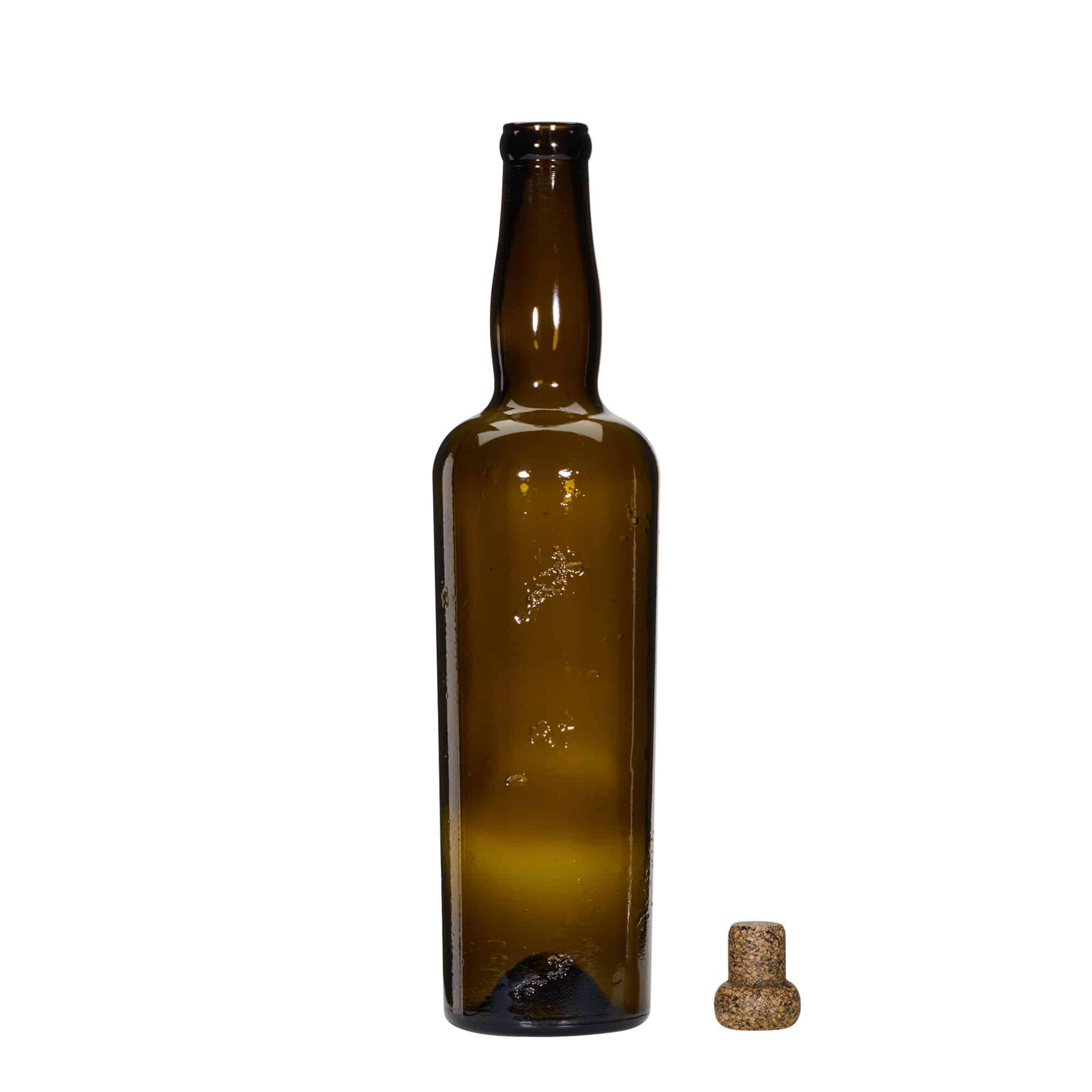 750 ml Wildt Fremstillet Glasflaske 'Siroco', brun, Åbning: Kork