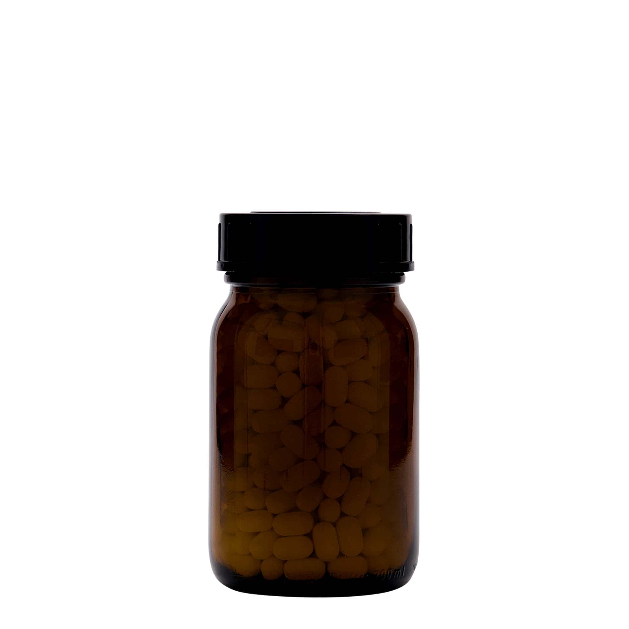200 ml bredhalsglas, brunt, åbning: DIN 55