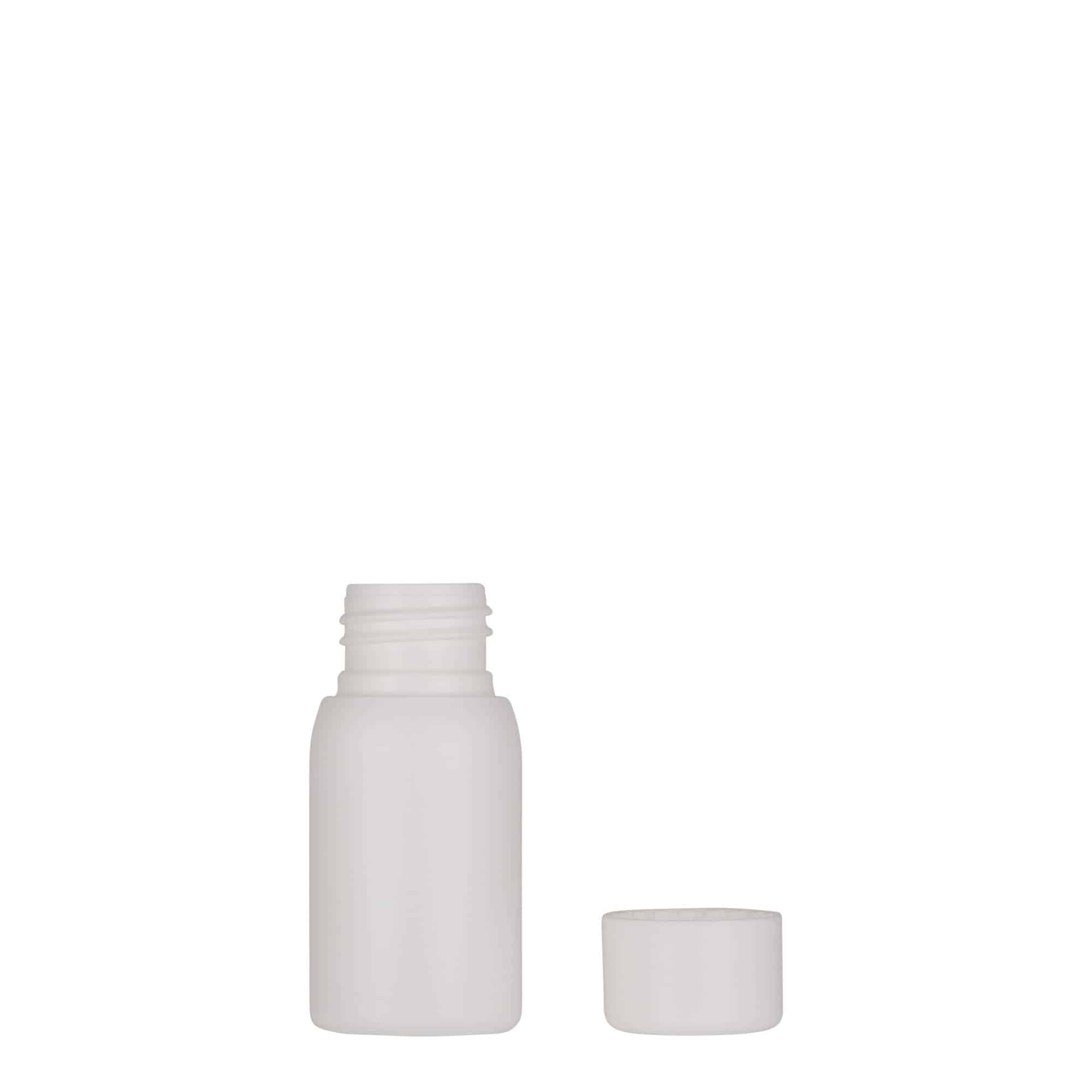 30 ml plastikflaske »Tuffy«, HDPE, hvid, åbning: 24/410
