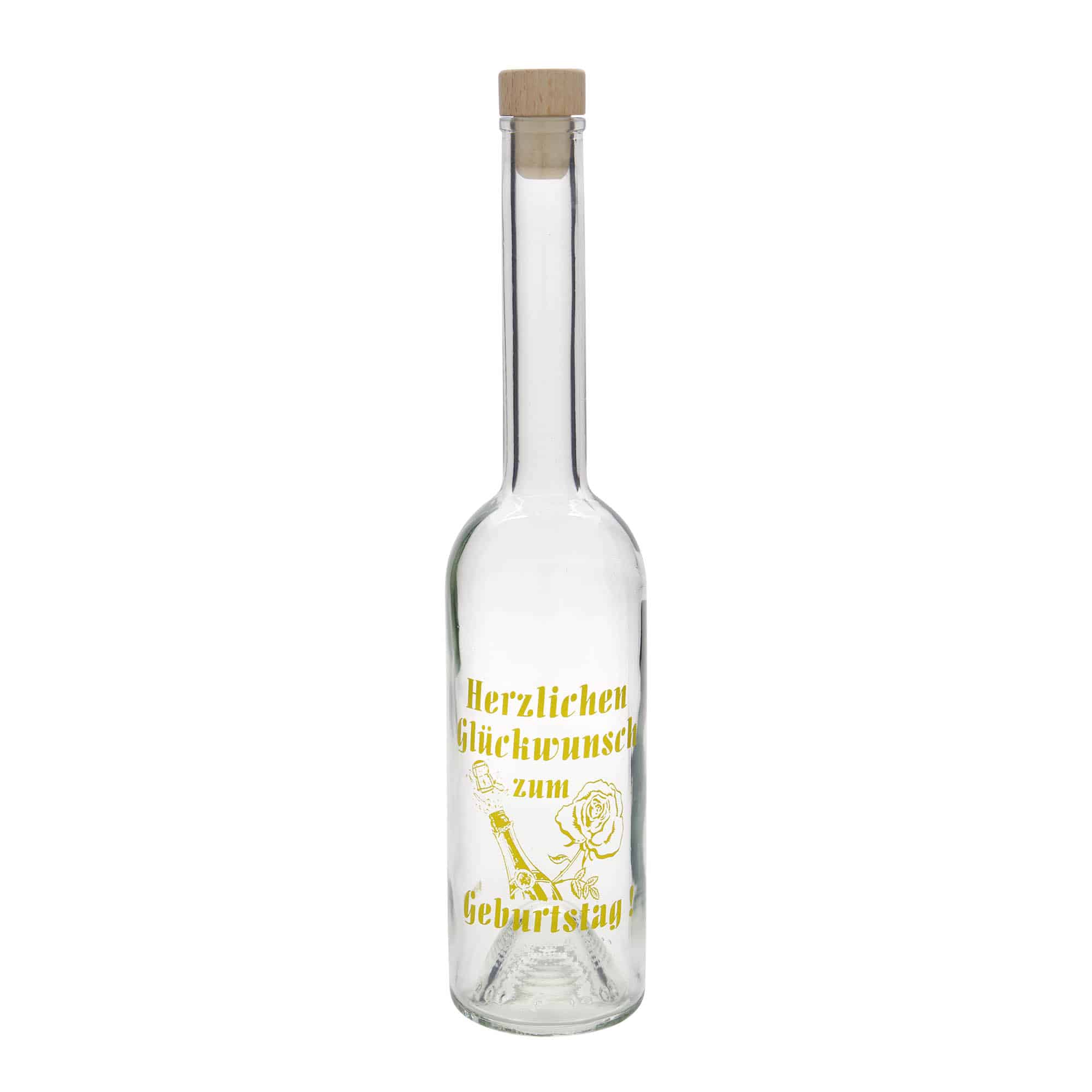 500 ml glasflaske 'Opera', motiv: fødselsdagsflaske, munding: prop