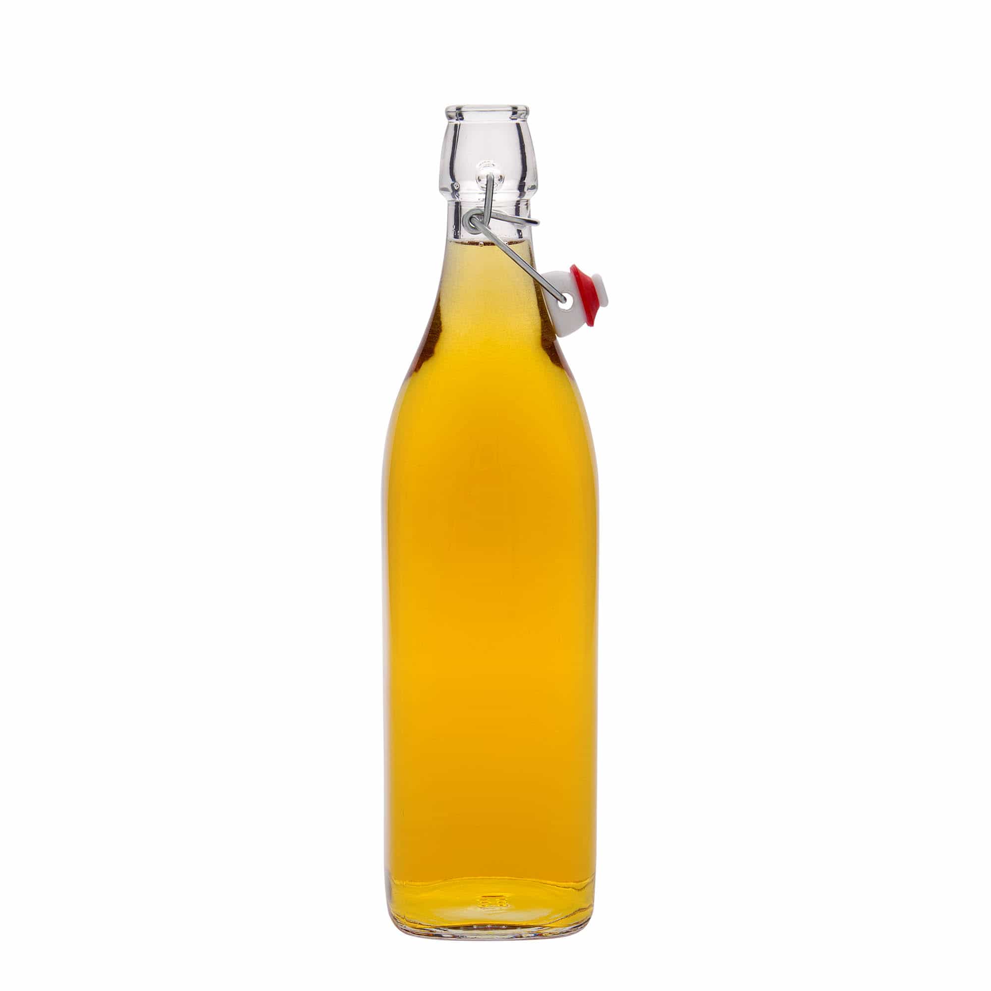 1.000 ml glasflaske 'Swing', kvadratisk, åbning: Patentlåg