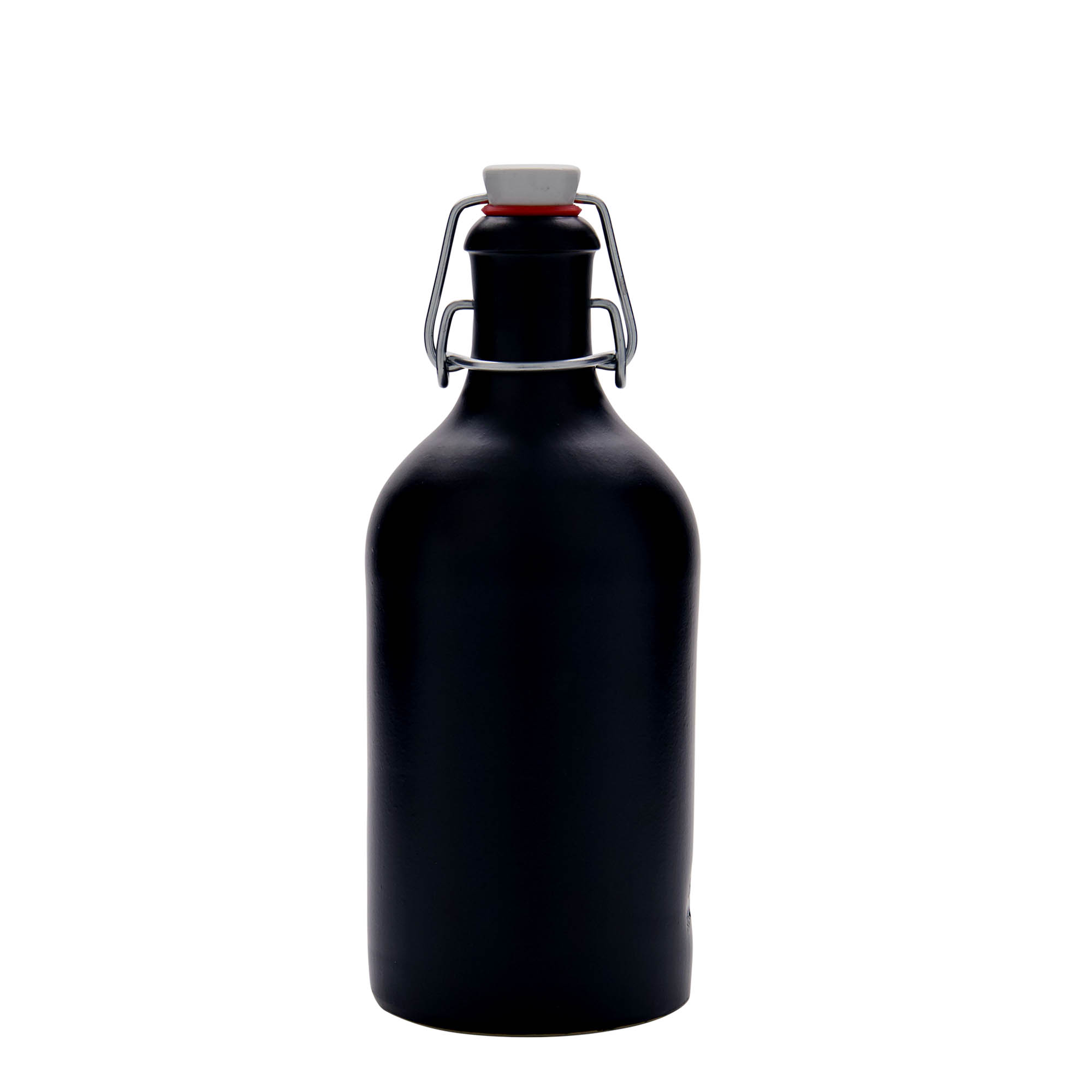 500 ml tonkrukke, stentøj, sort, munding: klemme lukning