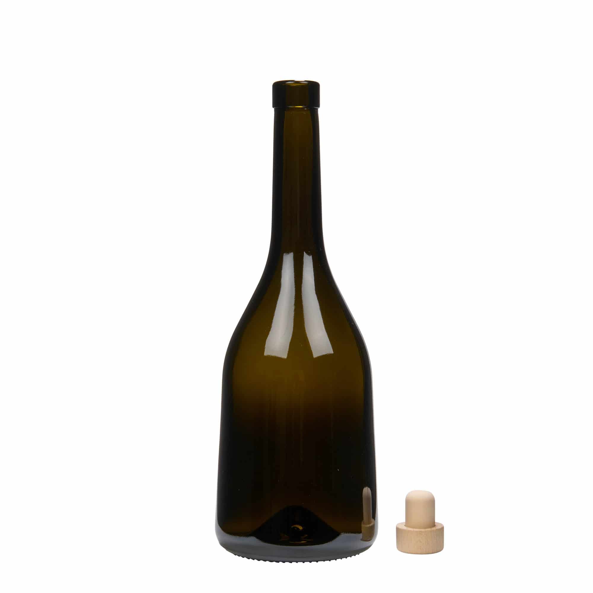 750 ml glasflaske 'Rustica', antikgrøn, åbning: Kork