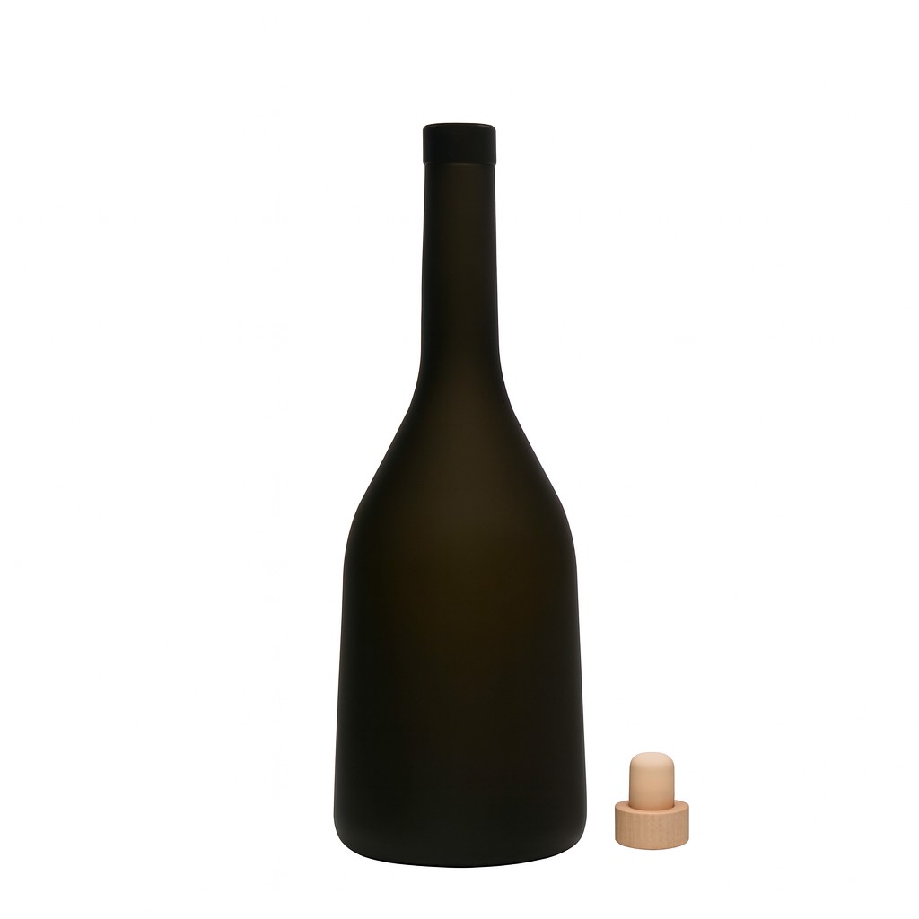 750 ml glasflaske 'Rustica', antikgrøn, åbning: kork 750 ml glasflaske 'Rustica', antikgrøn, åbning: kork