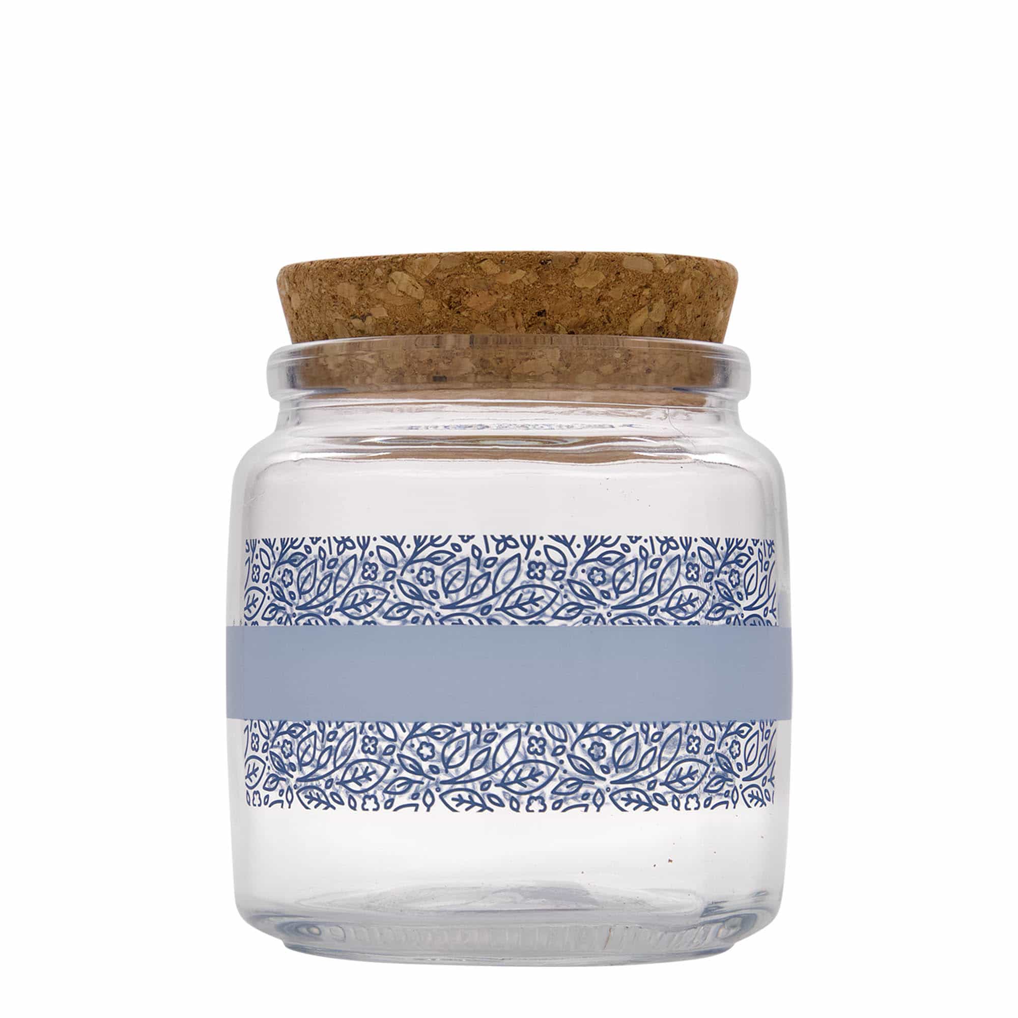750 ml glas med korklåg 'Giara', motiv: Naturalmente blu, åbning: Kork