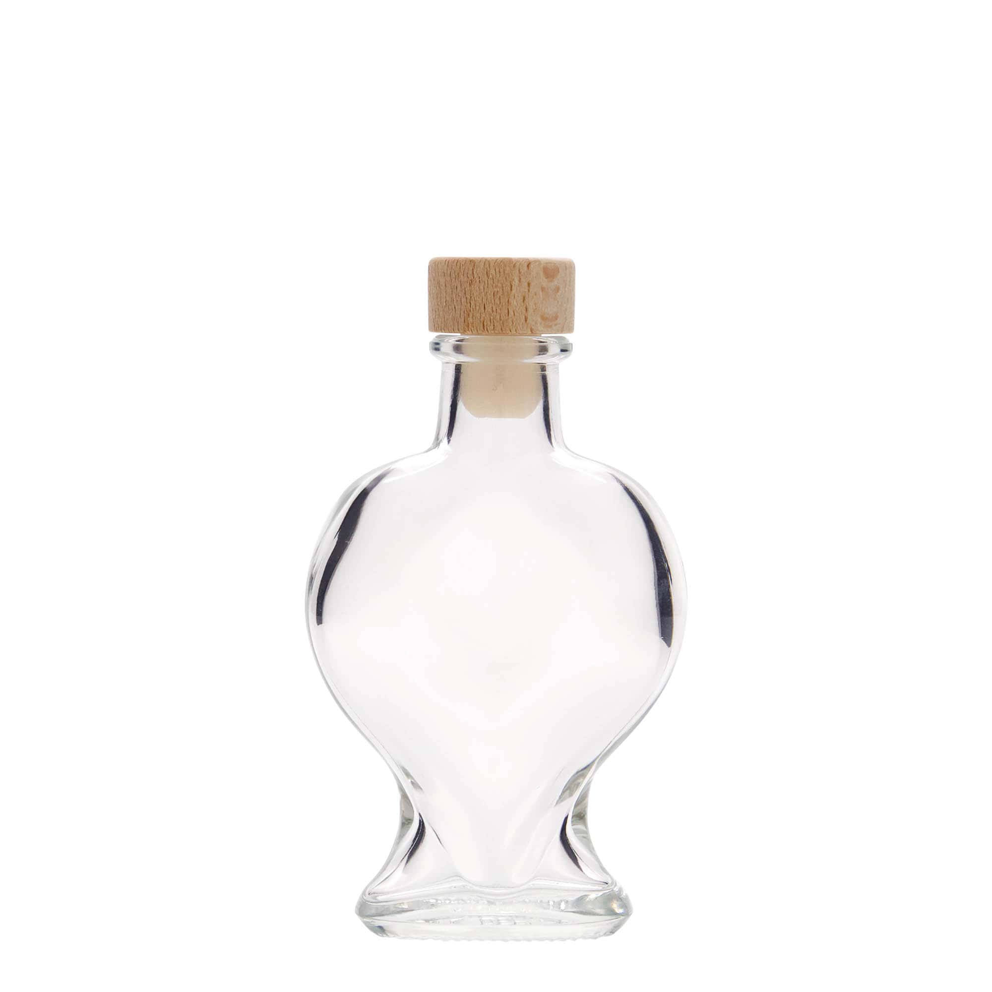 100 ml glasflaske 'Hjerte', åbning: Kork