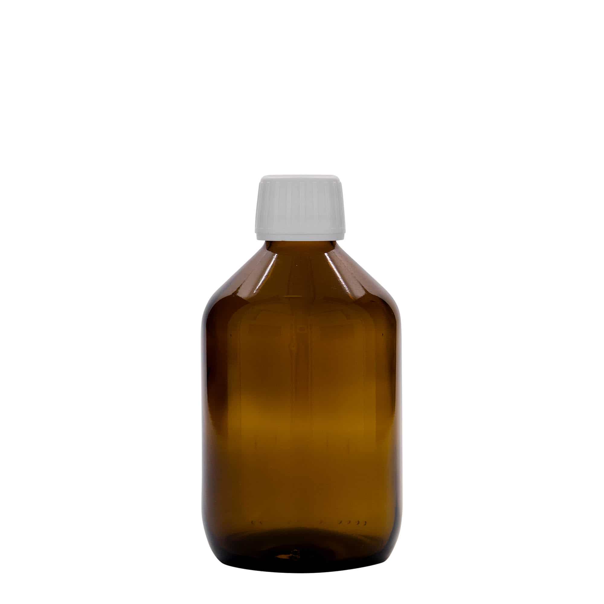 300 ml medicinflaske, brun, glas, åbning: PP 28