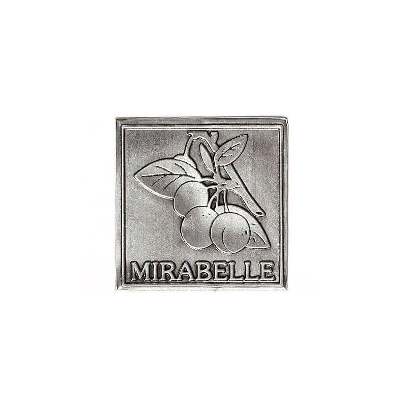 Tinetiket 'Mirabel', kvadratisk, metal, sølv