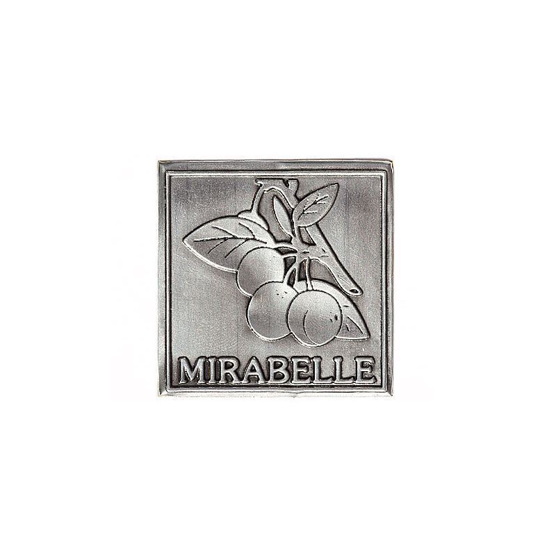 Tinlabel 'Mirabelle', kvadratisk, metal, sølv Tinlabel 'Mirabelle', kvadratisk, metal, sølv