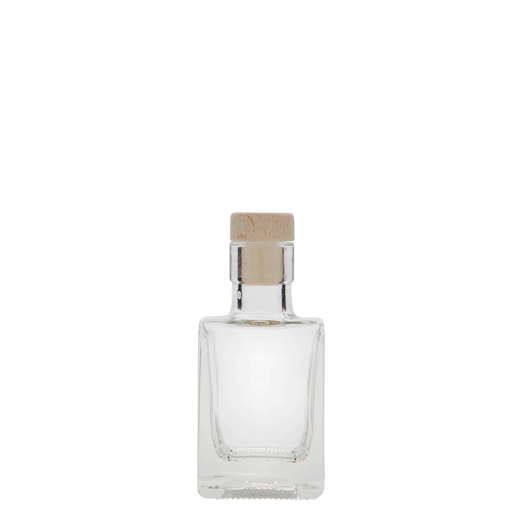 50 ml glasflaske 'Cube', firkantet, munding: kork