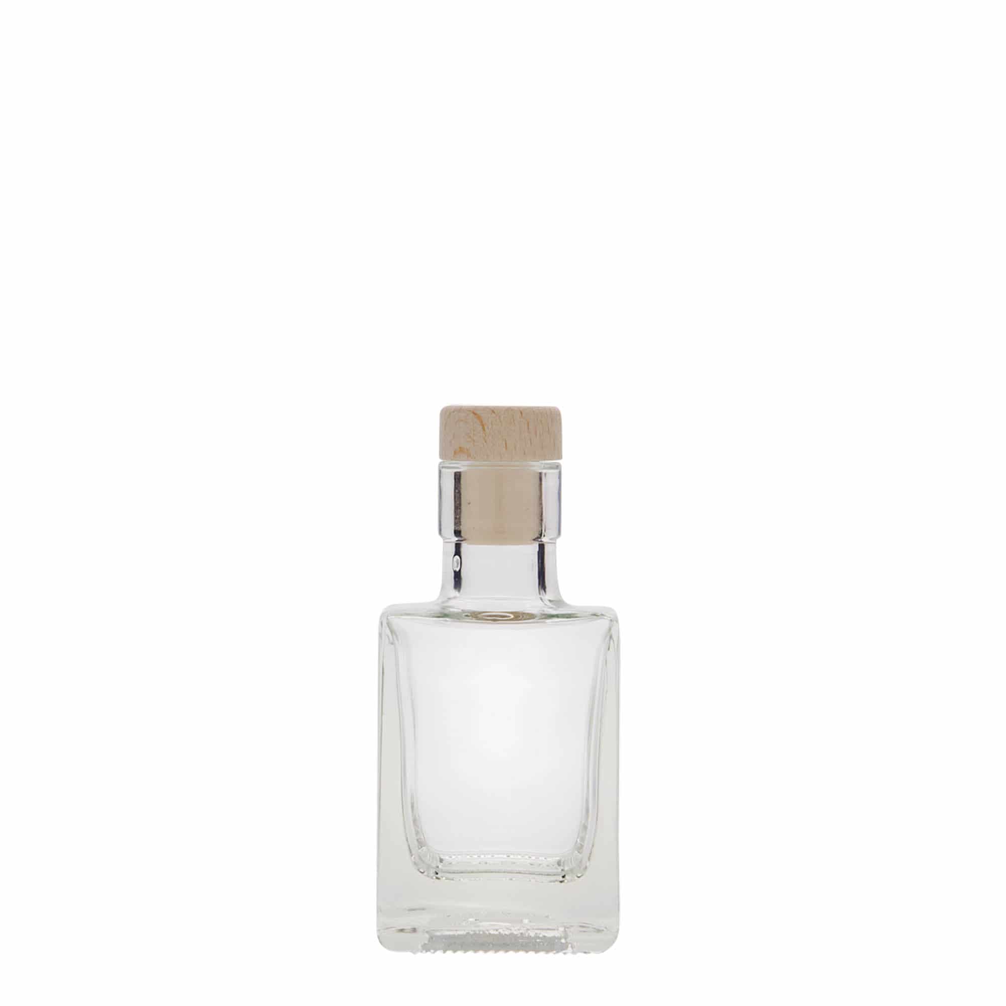 50 ml glasflaske 'Cube', firkantet, munding: kork