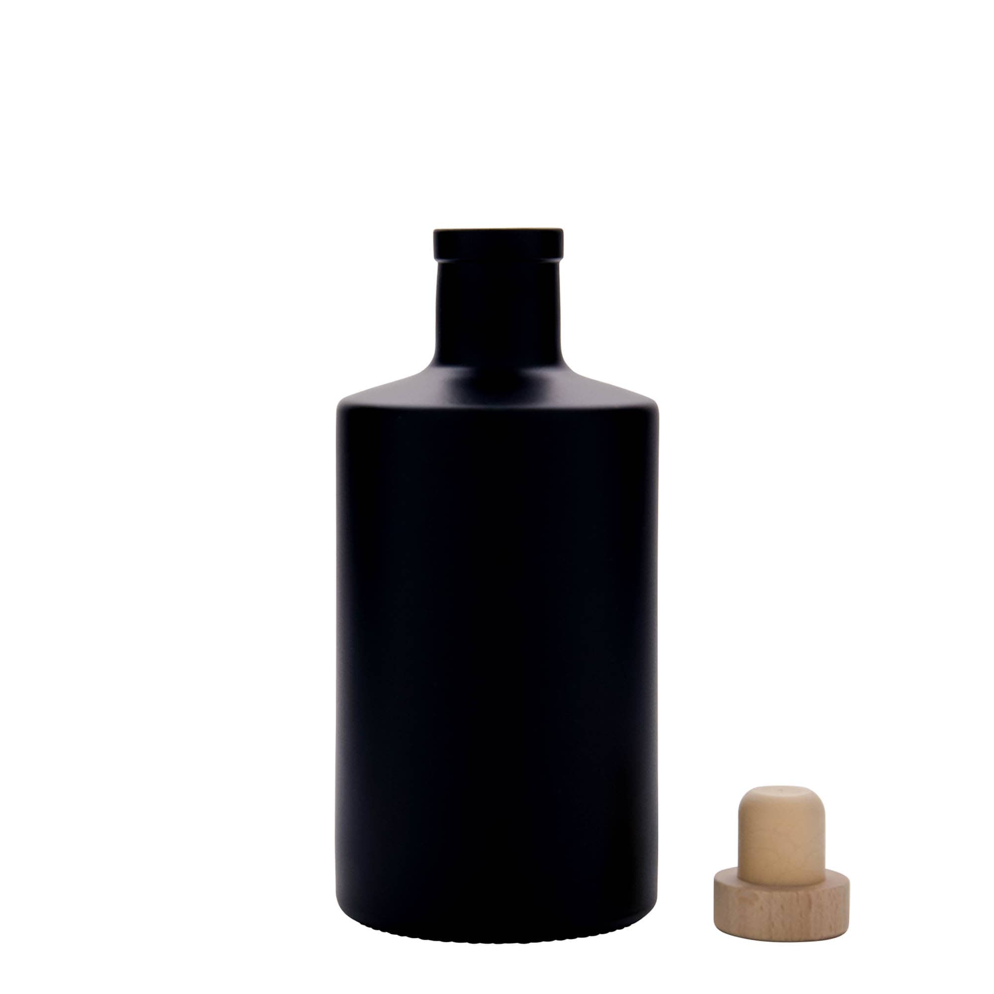 500 ml glasflaske 'Caroline', sort, åbning: kork