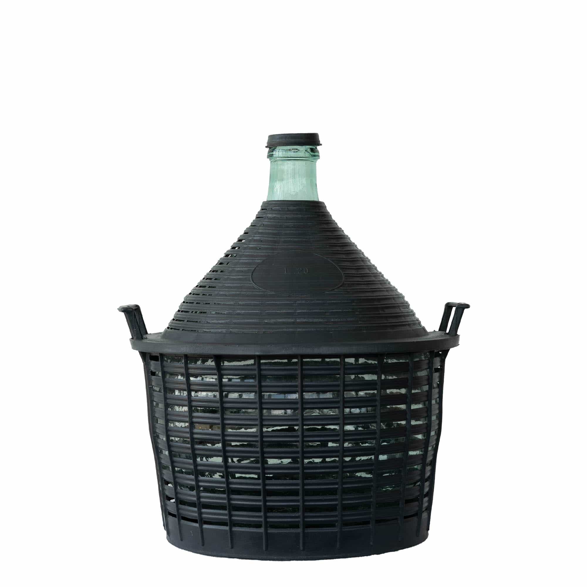 20 l ballonflaske med smal hals, glas, åbning: pålægslåg