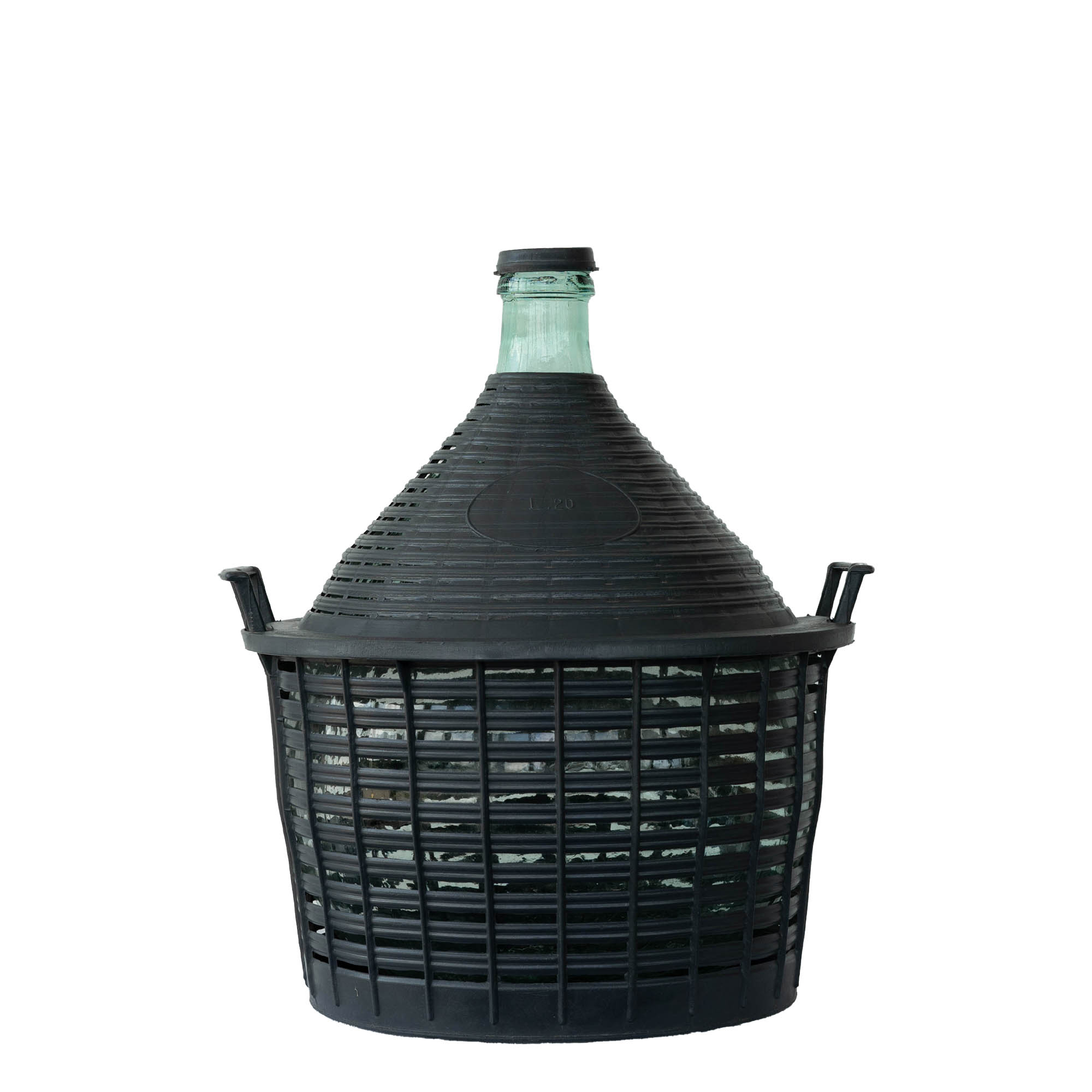 20 l ballonflaske med smal hals, glas, åbning: pålægslåg