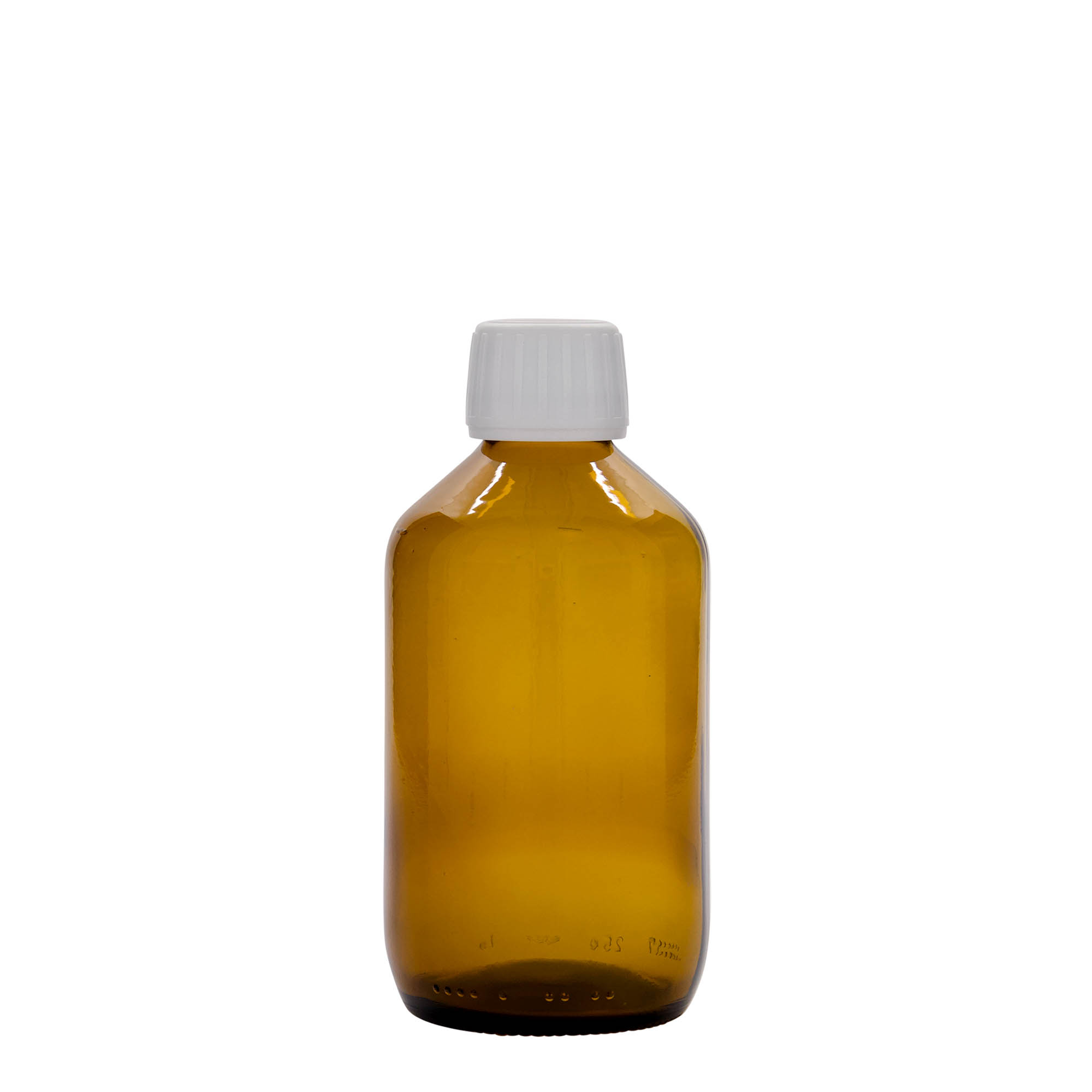 250 ml medicinflaske, brun, glas, åbning: PP 28 250 ml medicinflaske, brun, glas, åbning: PP 28
