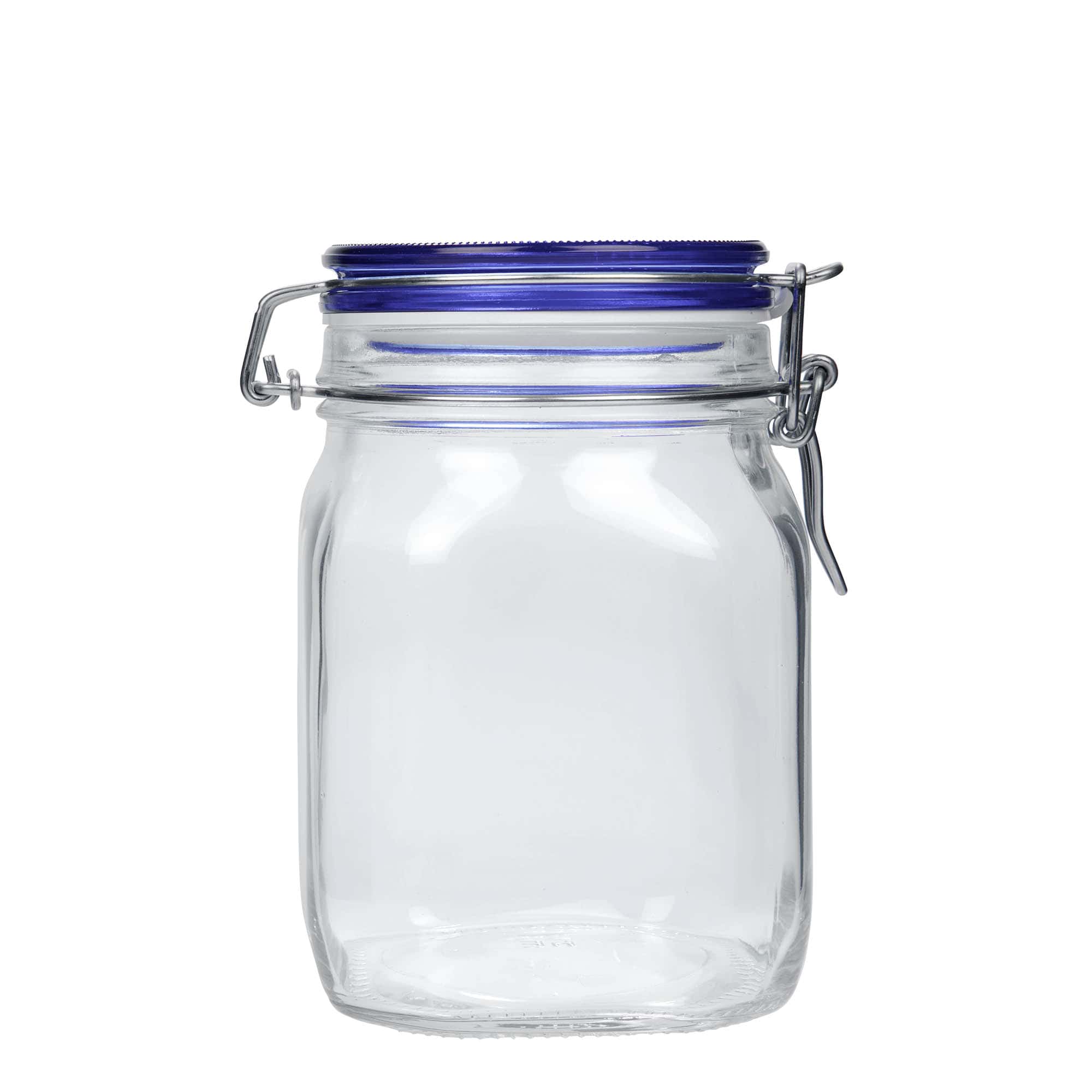 1.000 ml patentglas 'Fido', Blue Top, kvadratisk, åbning: Patentlåg 1.000 ml patentglas 'Fido', Blue Top, kvadratisk, åbning: Patentlåg