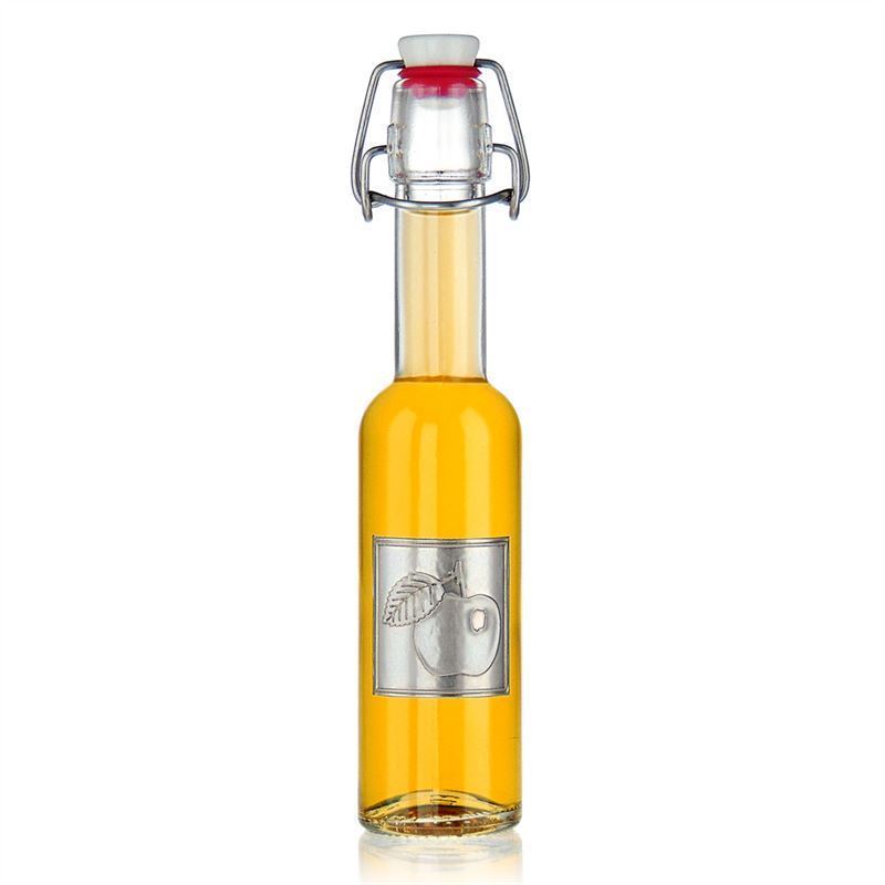 Tinlabel 'Æble', firkantet, metal, sølv Tinlabel 'Æble', firkantet, metal, sølv