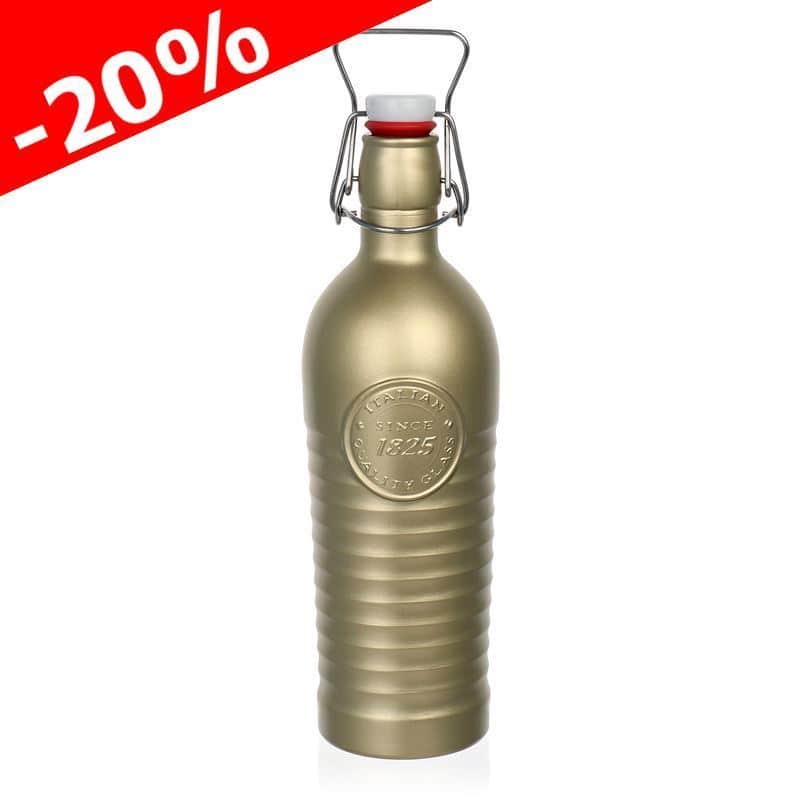 1.200 ml glasflaske 'Officina 1825', guld, åbning: Patentlåg