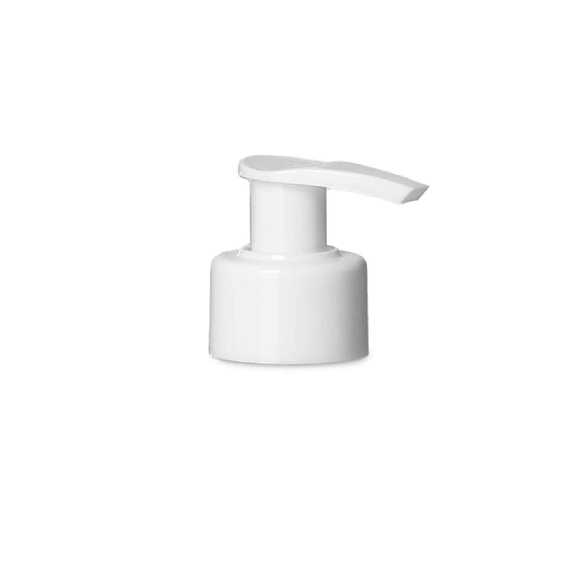 Skruelåg med dispenserpumpe, hvid PP-plast, til munding: PP 28 Skruelåg med dispenserpumpe, hvid PP-plast, til munding: PP 28