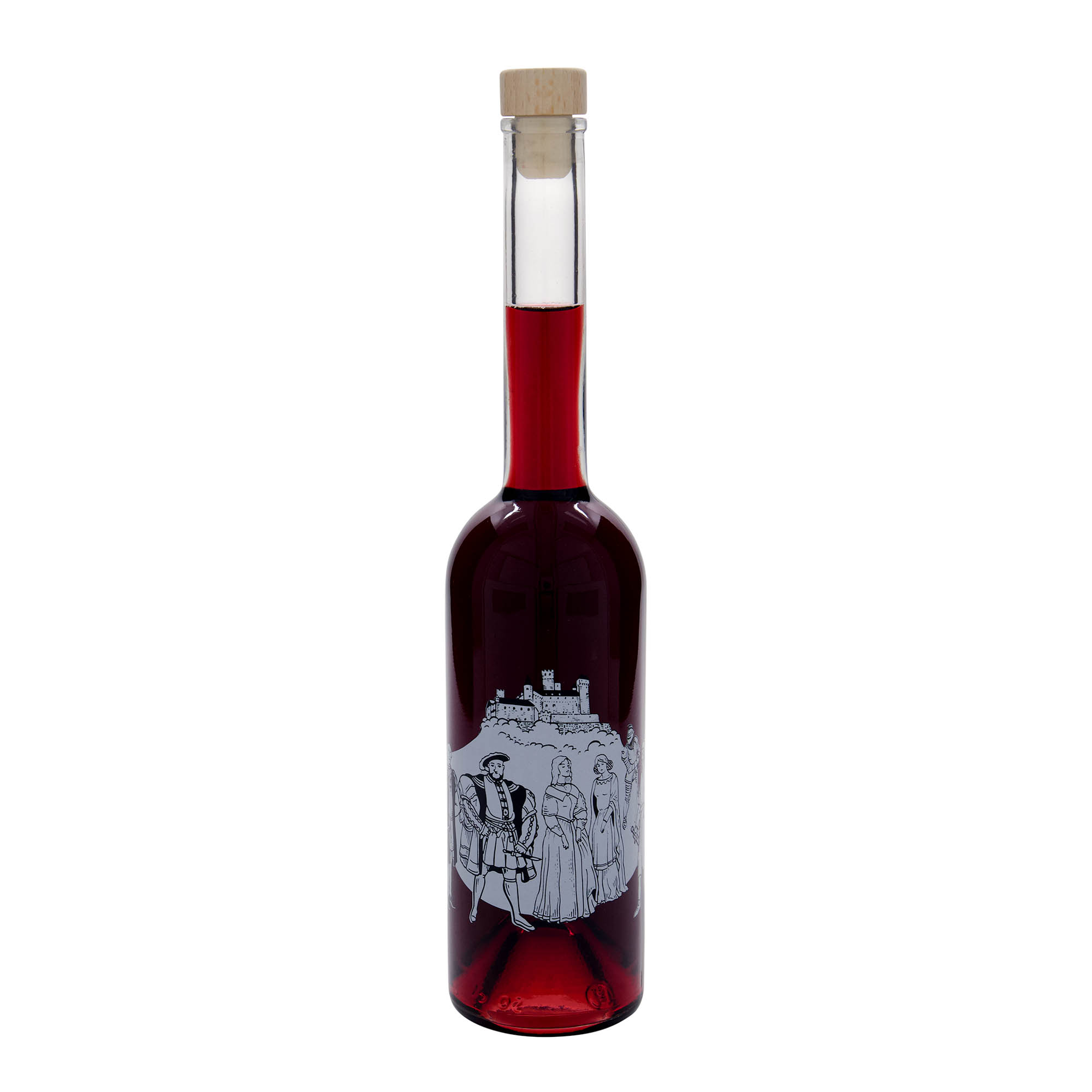 500 ml glasflaske 'Opera', motiv: middelalder, munding: kork