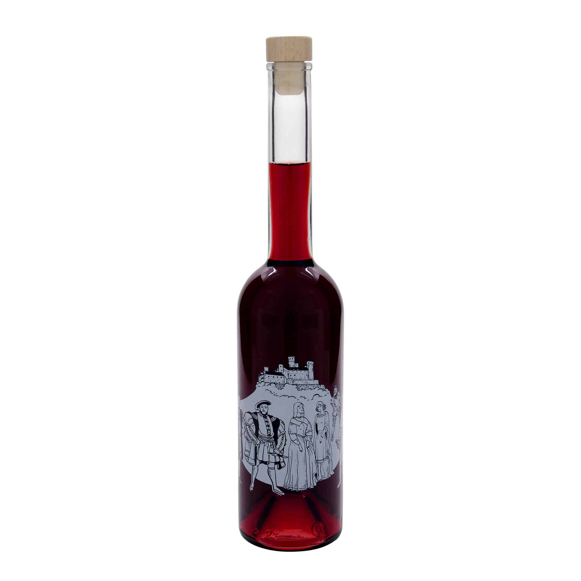 500 ml glasflaske »Opera«, motiv: middelalder, munding: kork