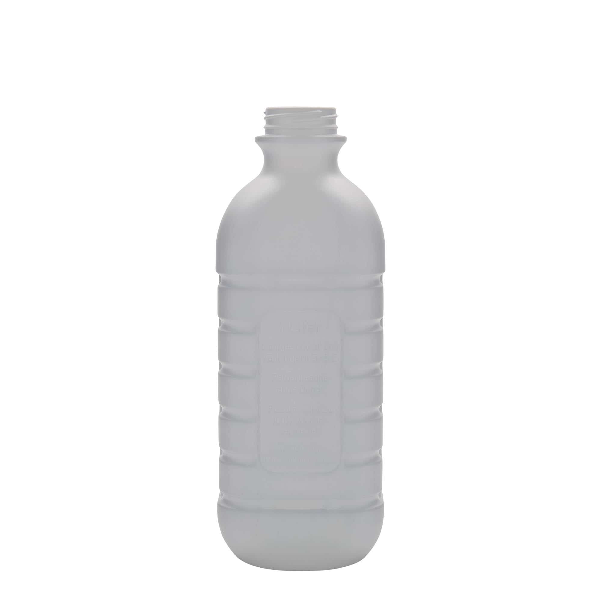 1.000 ml mælkeflaske, firkantet, HDPE-plast, hvid, åbning: PEHD40 1.000 ml mælkeflaske, firkantet, HDPE-plast, hvid, åbning: PEHD40