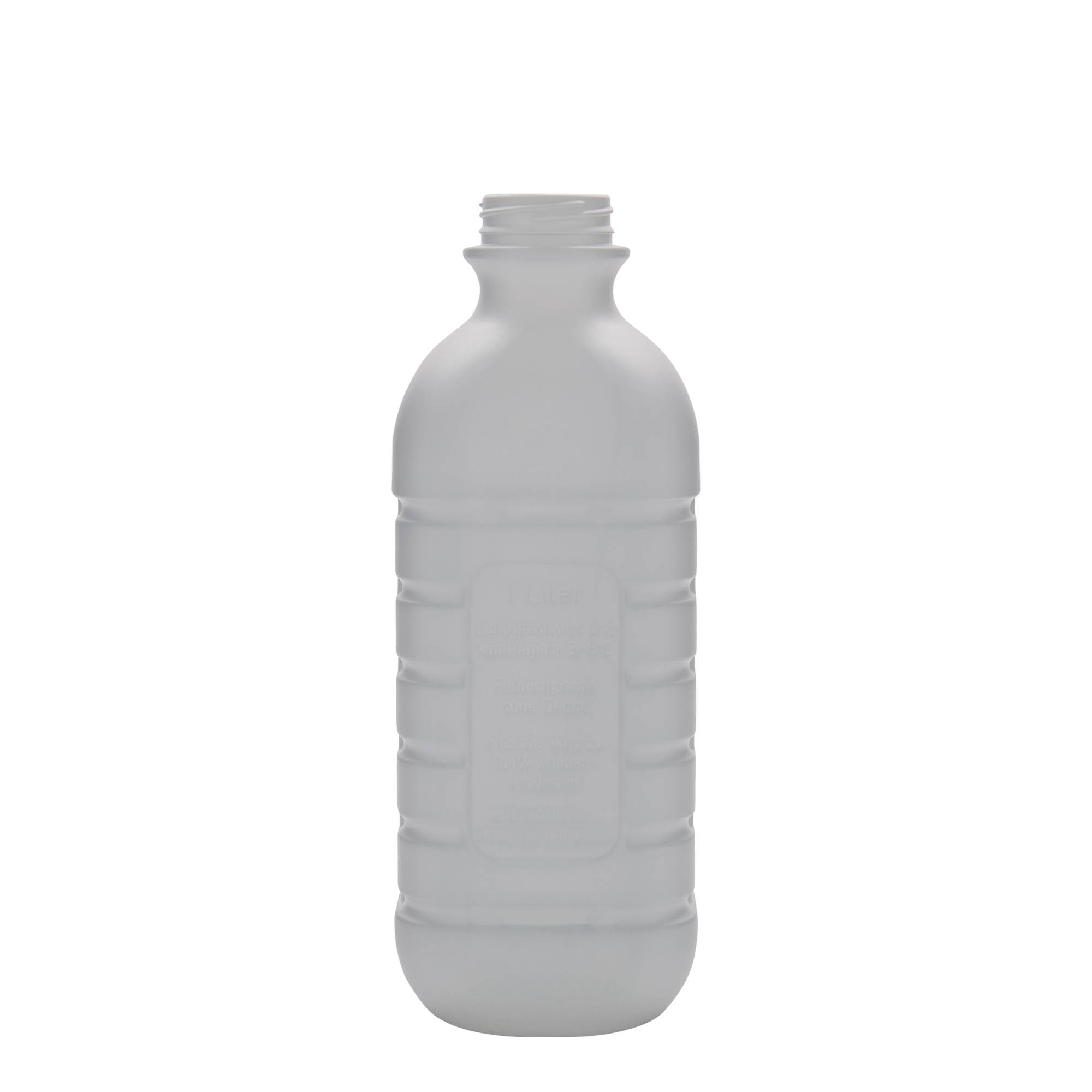 1.000 ml mælkeflaske, rektangulær, HDPE-plast, hvid, åbning: PEHD40