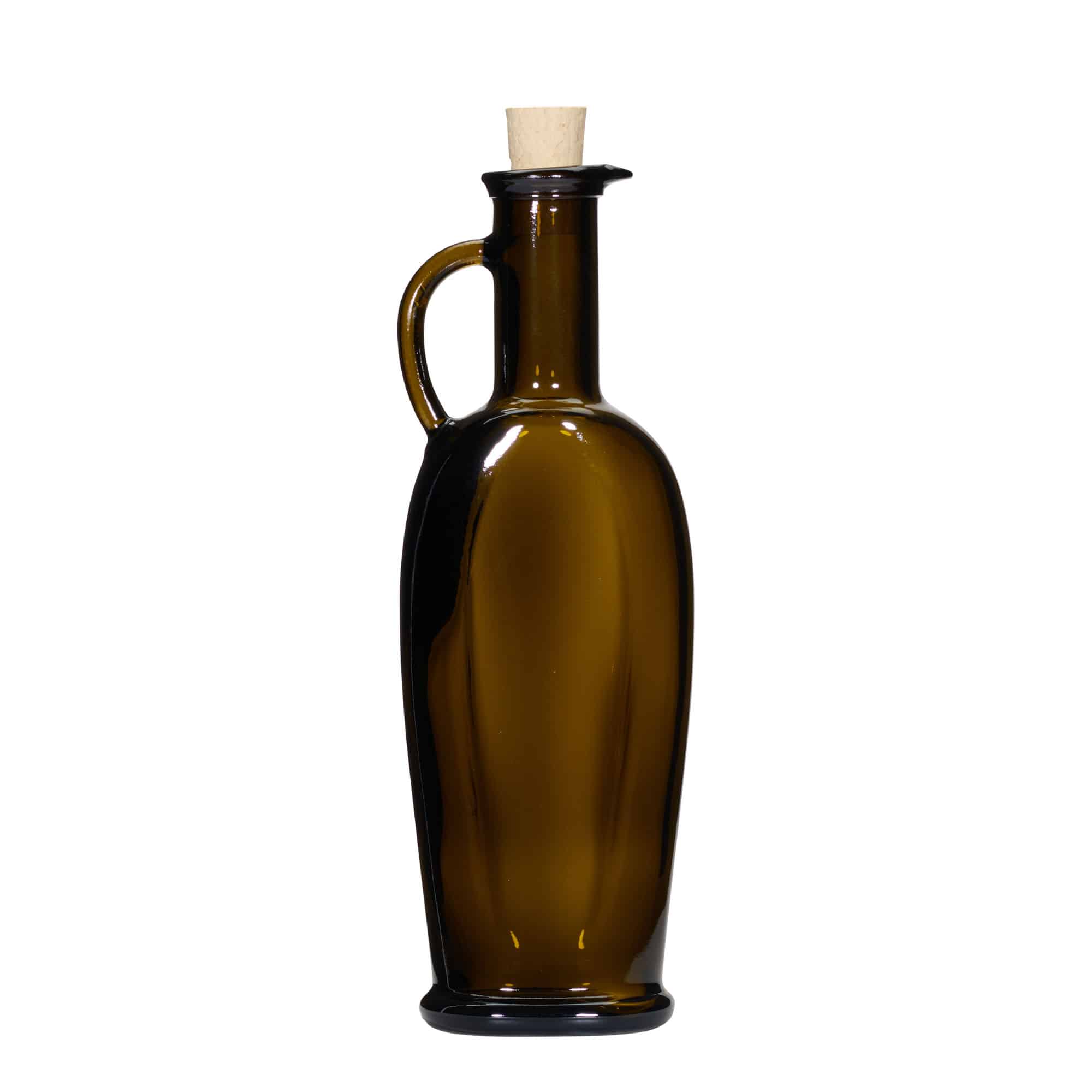 250 ml glasflaske 'Eleganta', oval, antikgrøn, åbning: Kork