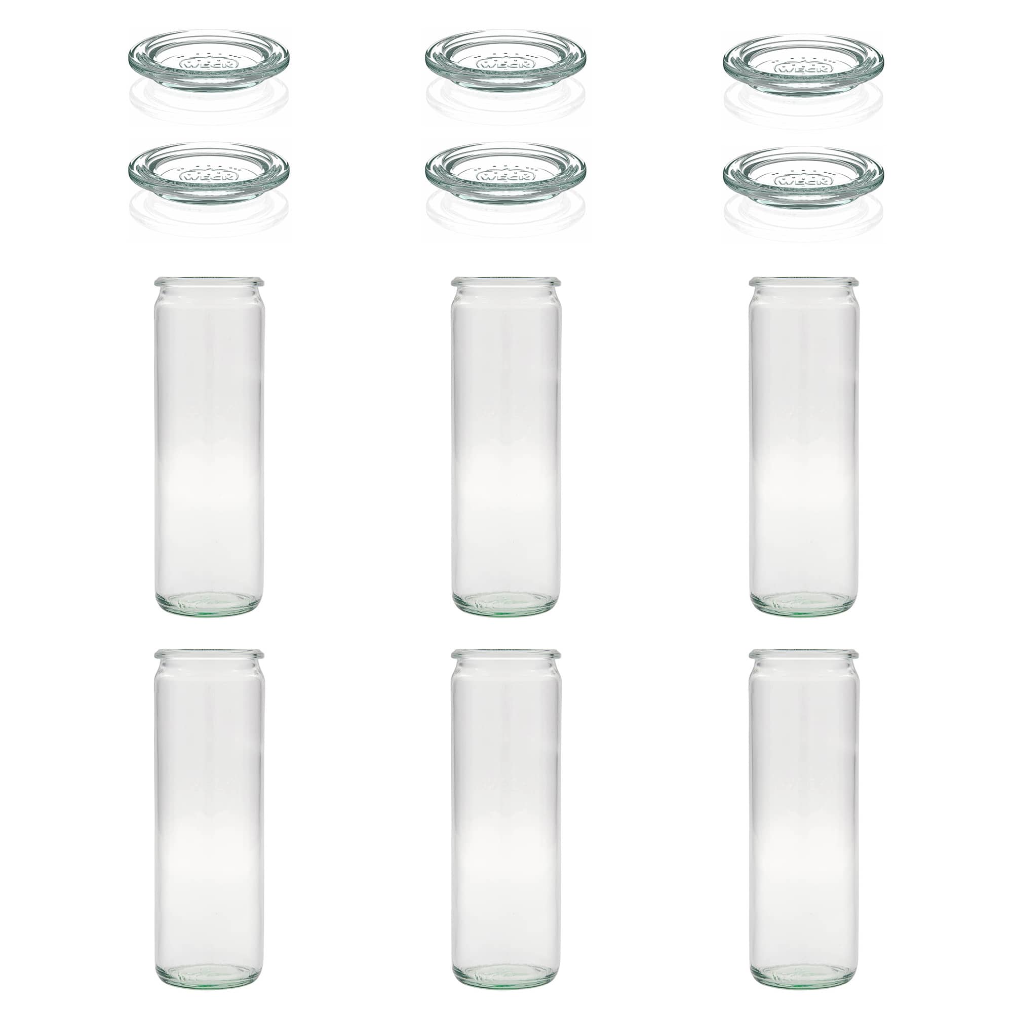 6x 600 ml WECK-cylinderglas med glaslåg RR 60