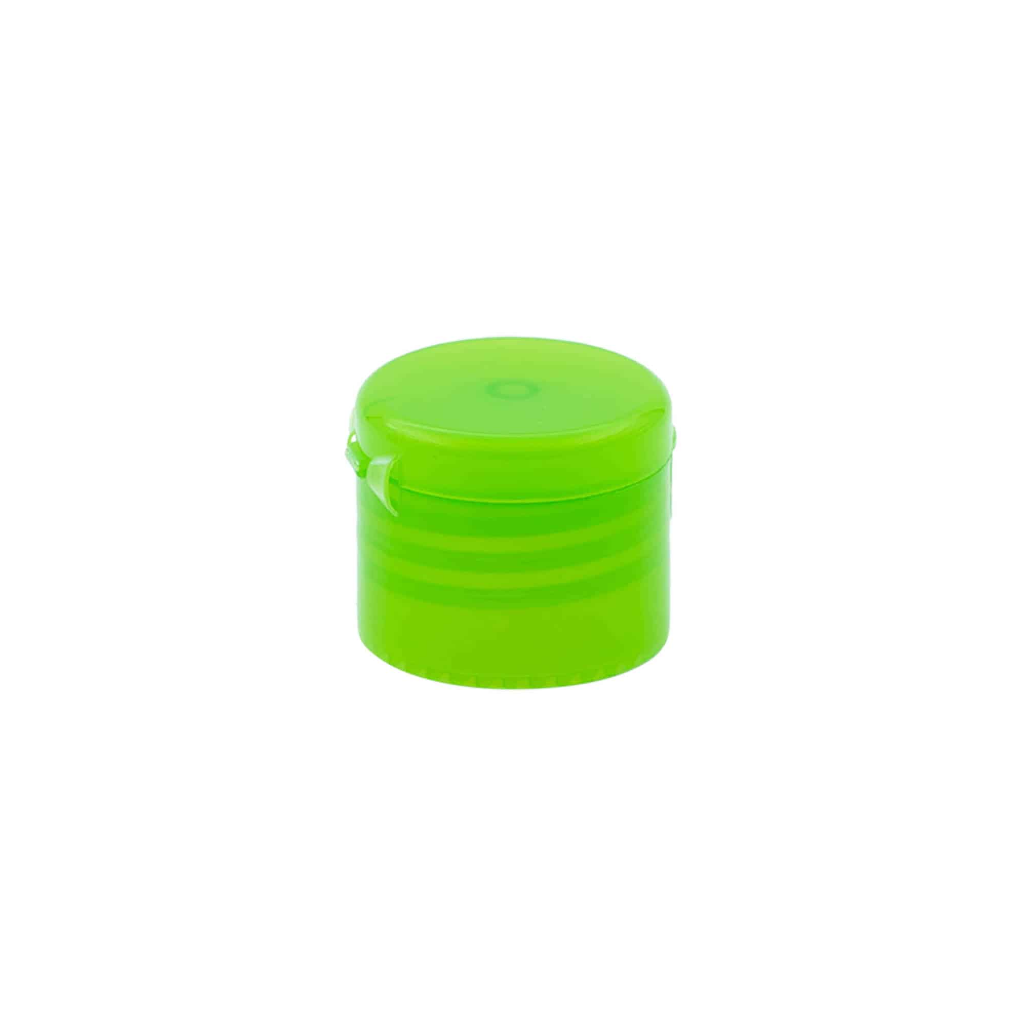 Skruelåg klaphængsel, PP-plast, grøn, til åbning: 24/410 Skruelåg klaphængsel, PP-plast, grøn, til åbning: 24/410