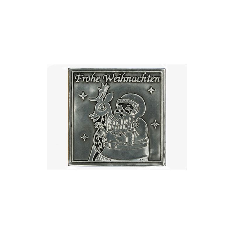 Tindetiket 'Glædelig Jul', firkantet, metal, sølv Tindetiket 'Glædelig Jul', firkantet, metal, sølv