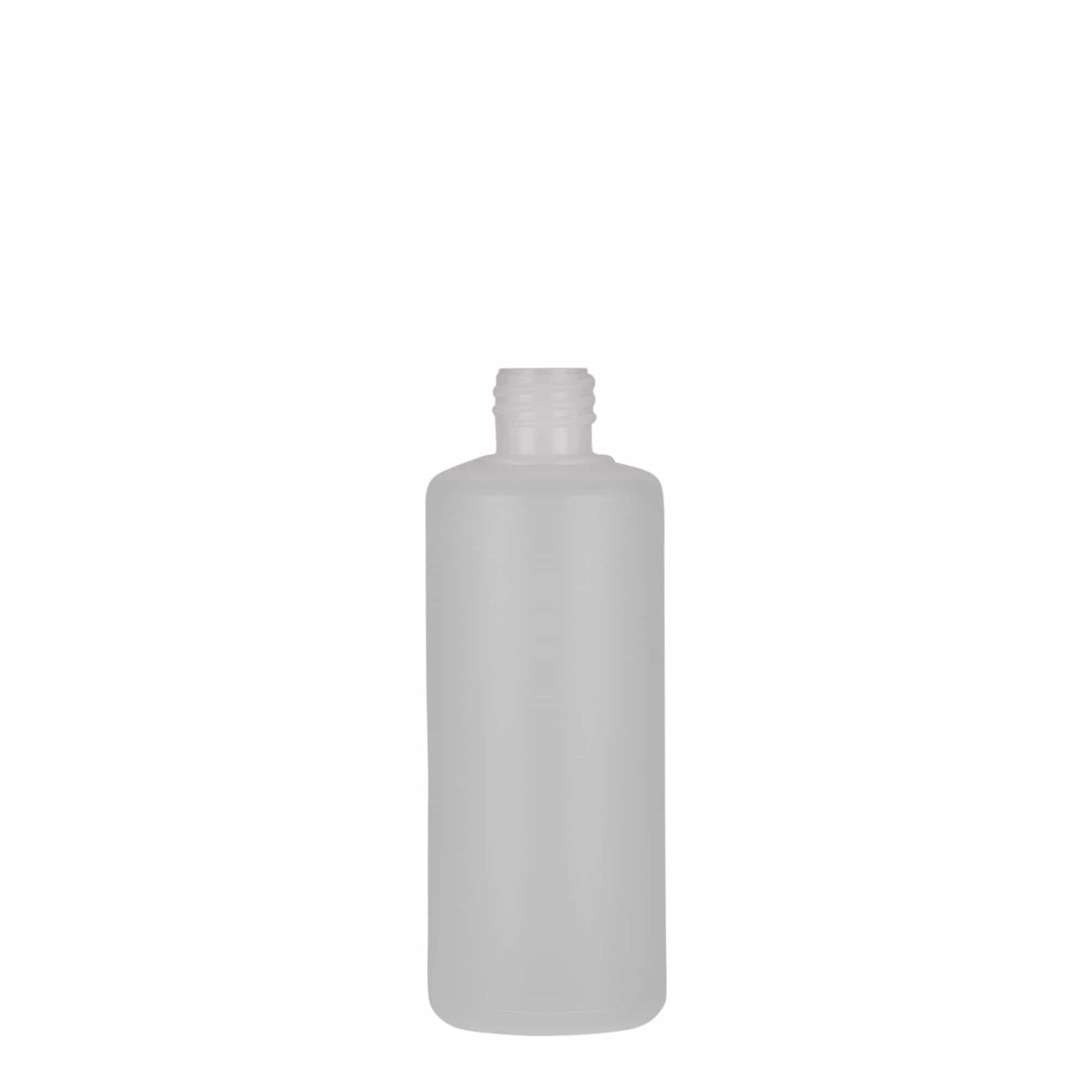 100 ml rund flaske, PE-plast, natur, åbning: skruelåg
