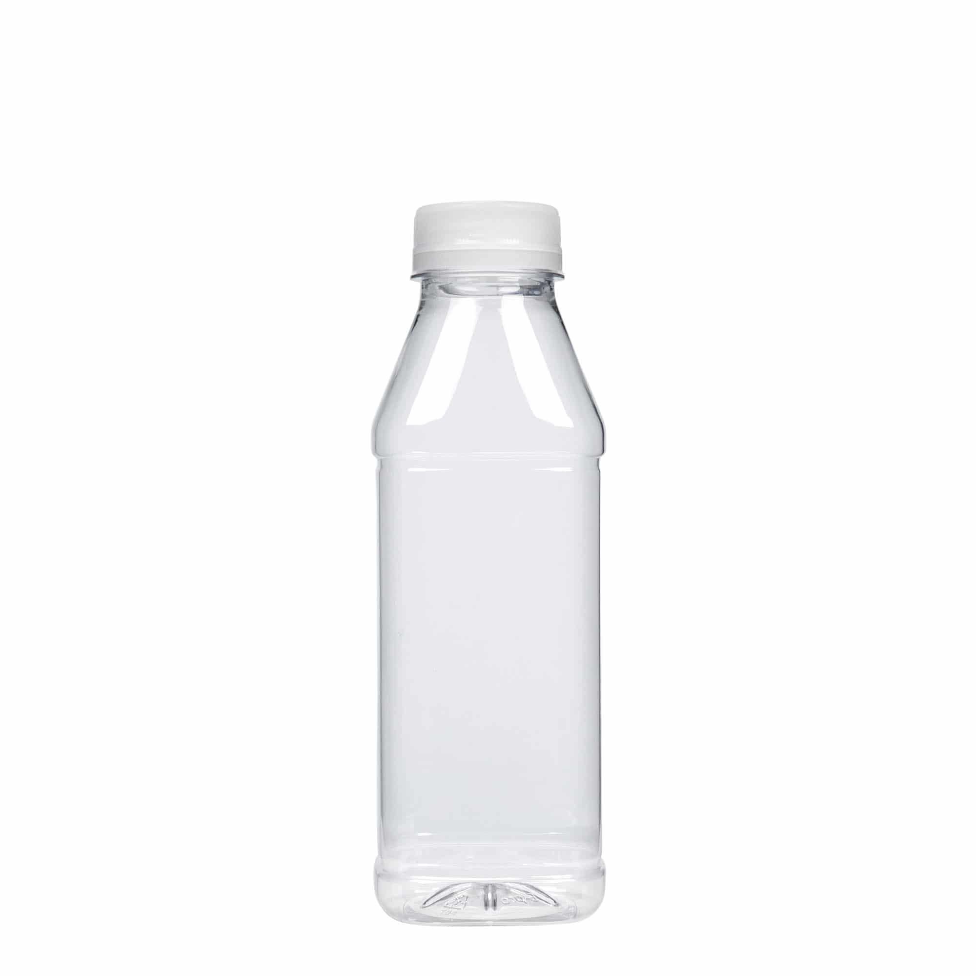 500 ml PET-flaske »Milk and Juice Carré«, firkantet, plastik, åbning: 38 mm