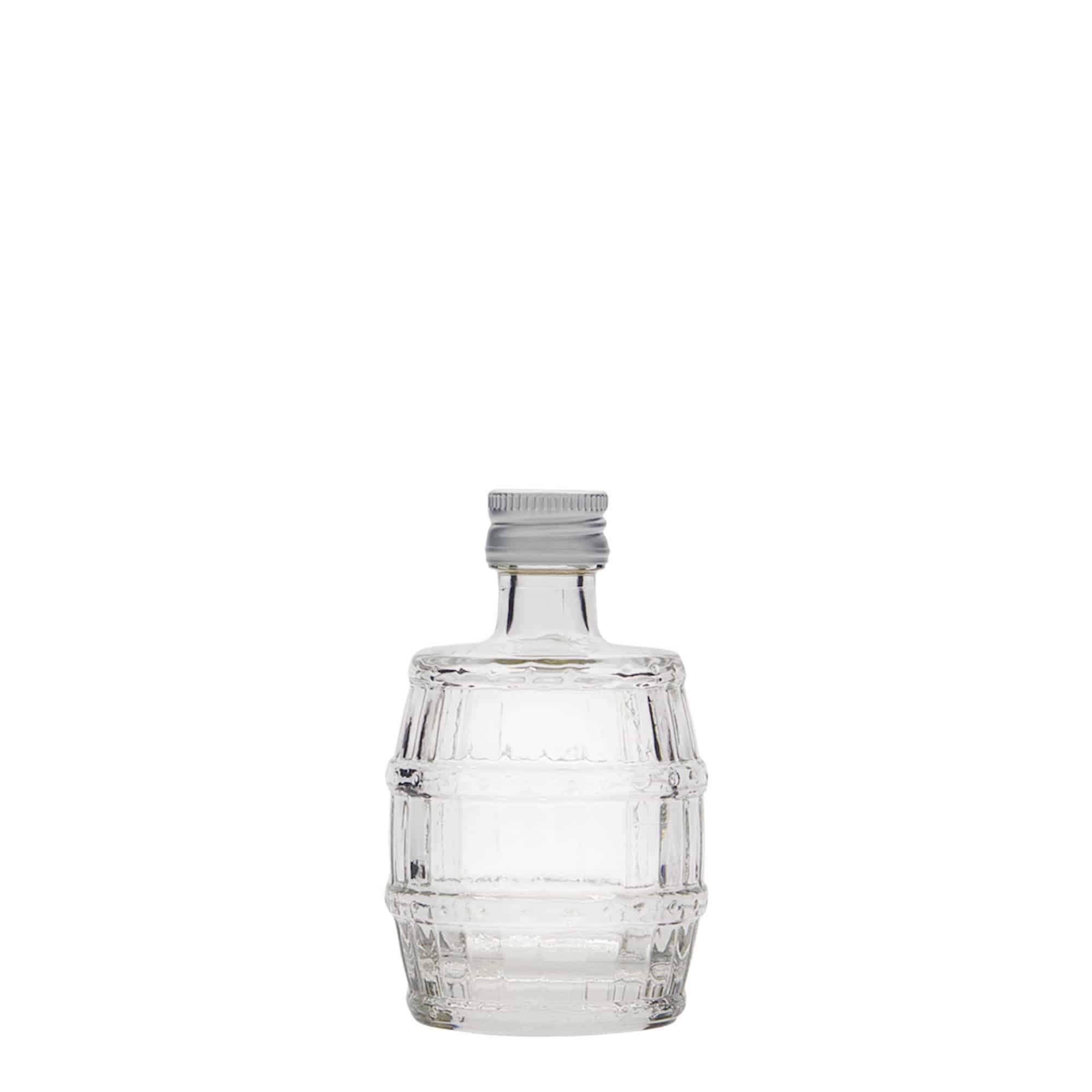 50 ml glasflaske »Tønde«, åbning: PP 18
