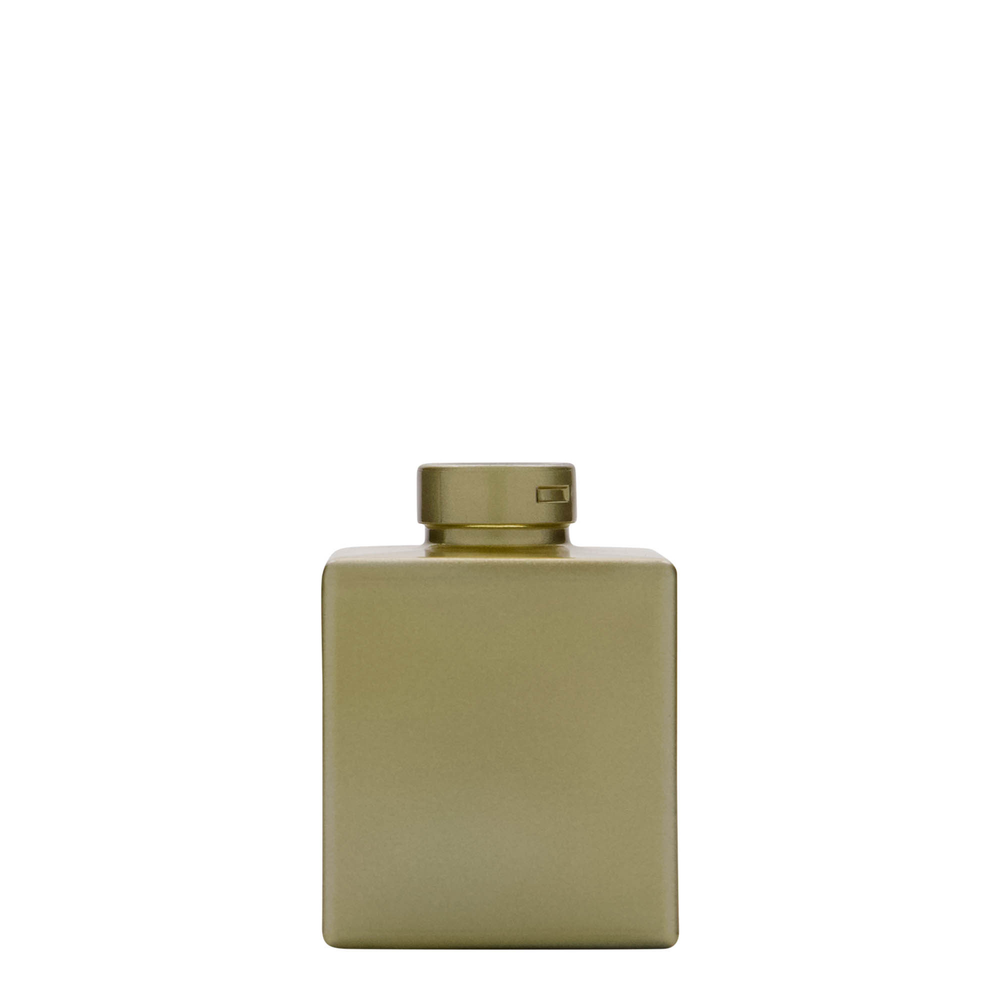 100 ml glasflaske 'Cube', kvadratisk, guld, åbning: kork 100 ml glasflaske 'Cube', kvadratisk, guld, åbning: kork
