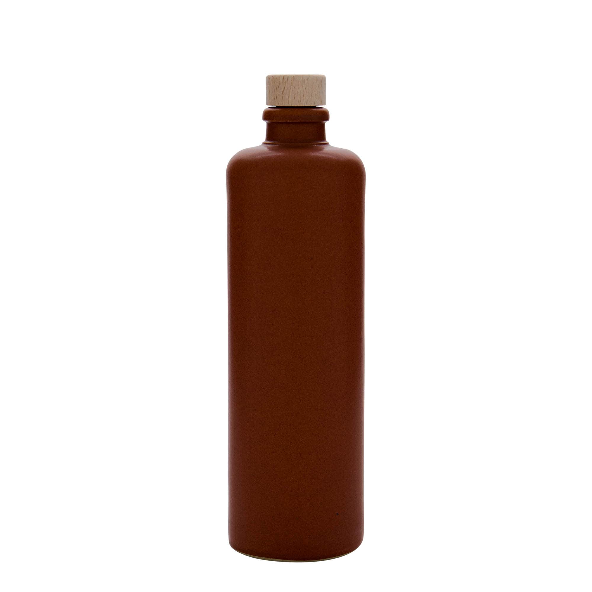 500 ml tonkrukke, stentøj, rødbrun, munding: kork