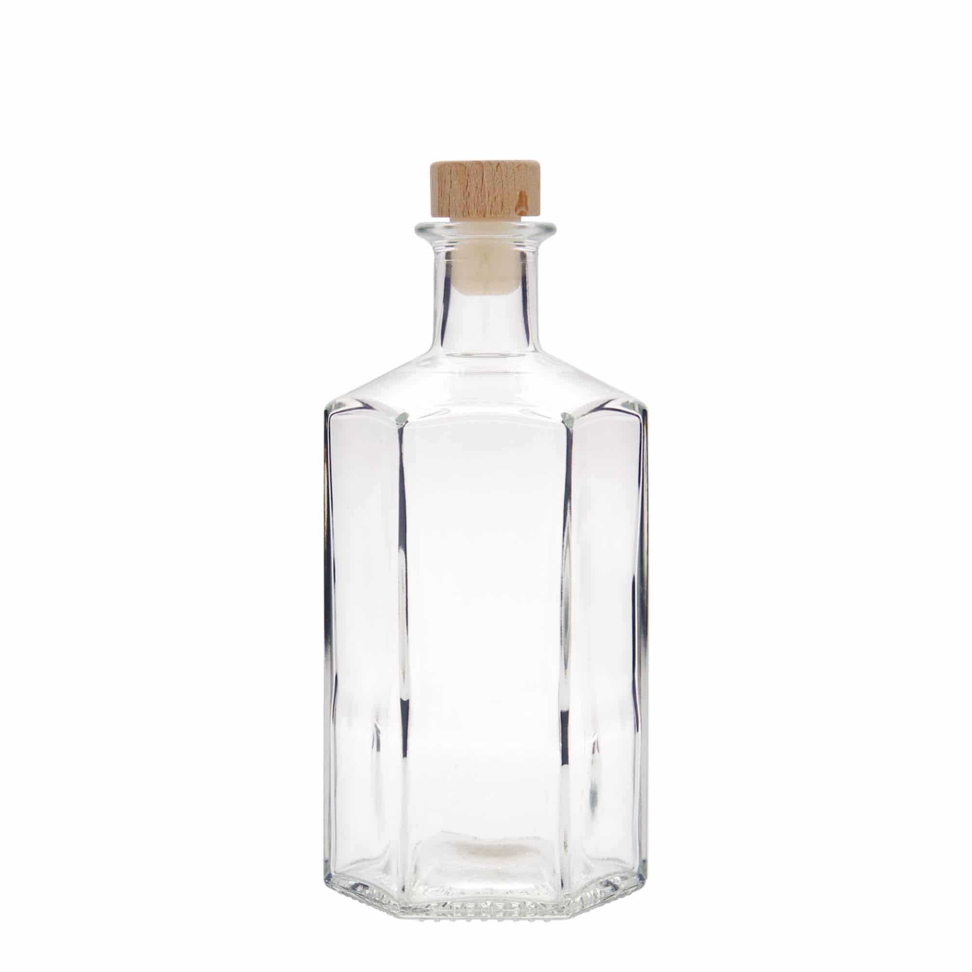 500 ml glasflaske apoteker 'Jimmy', sekskantet, åbning: Kork