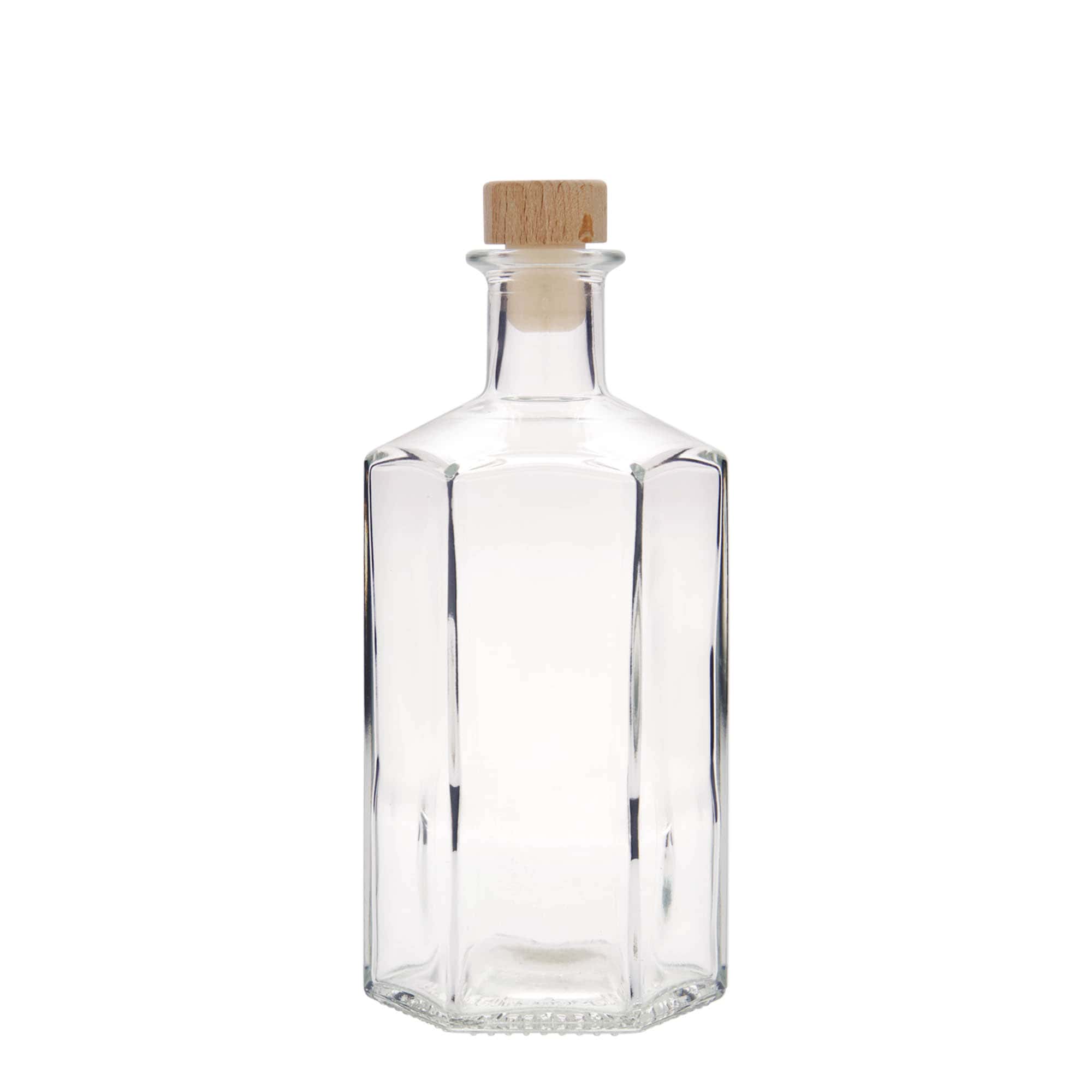 500 ml glasflaske apoteker 'Jimmy', sekskantet, åbning: kork
