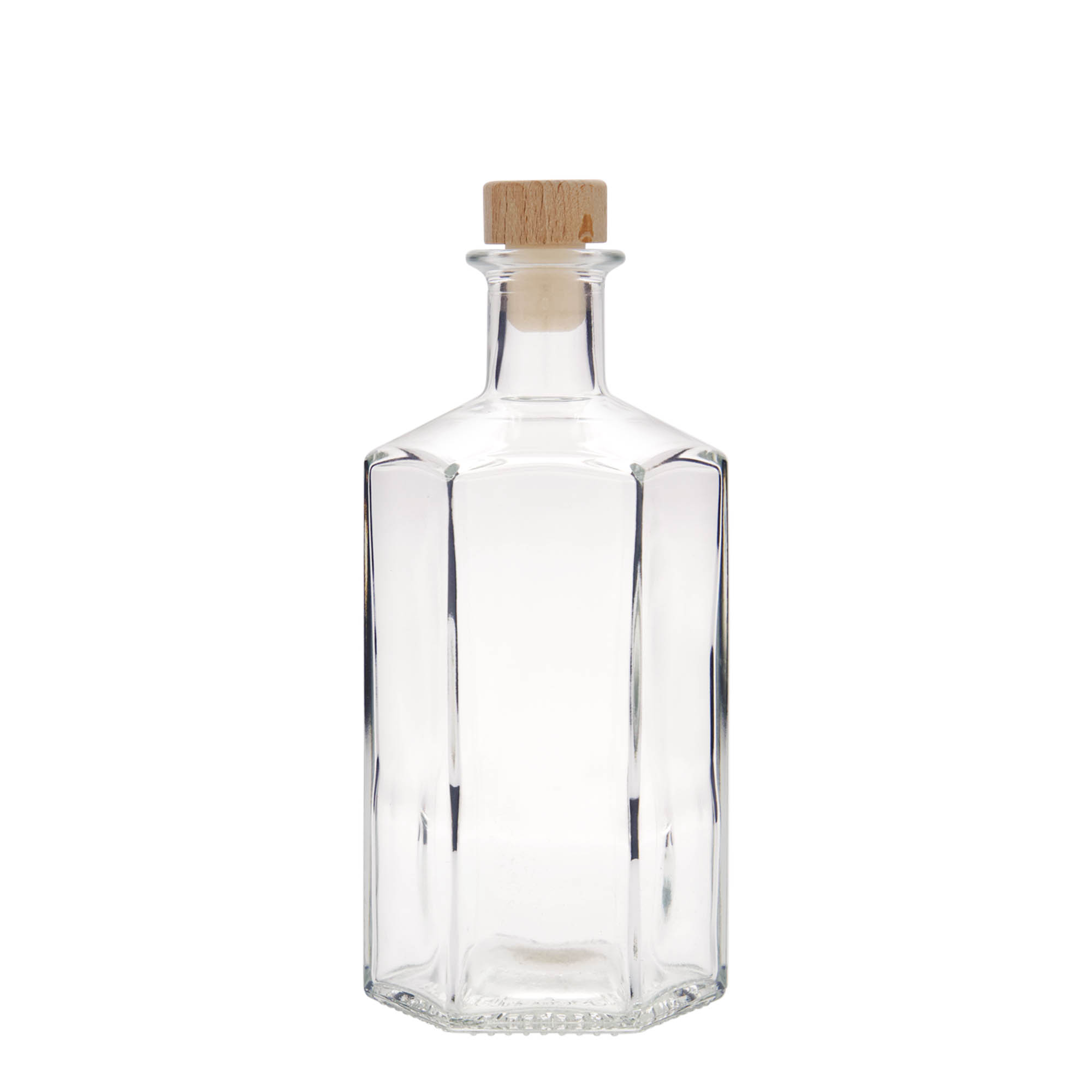 500 ml glasflaske apoteker »Jimmy«, sekskantet, åbning: kork
