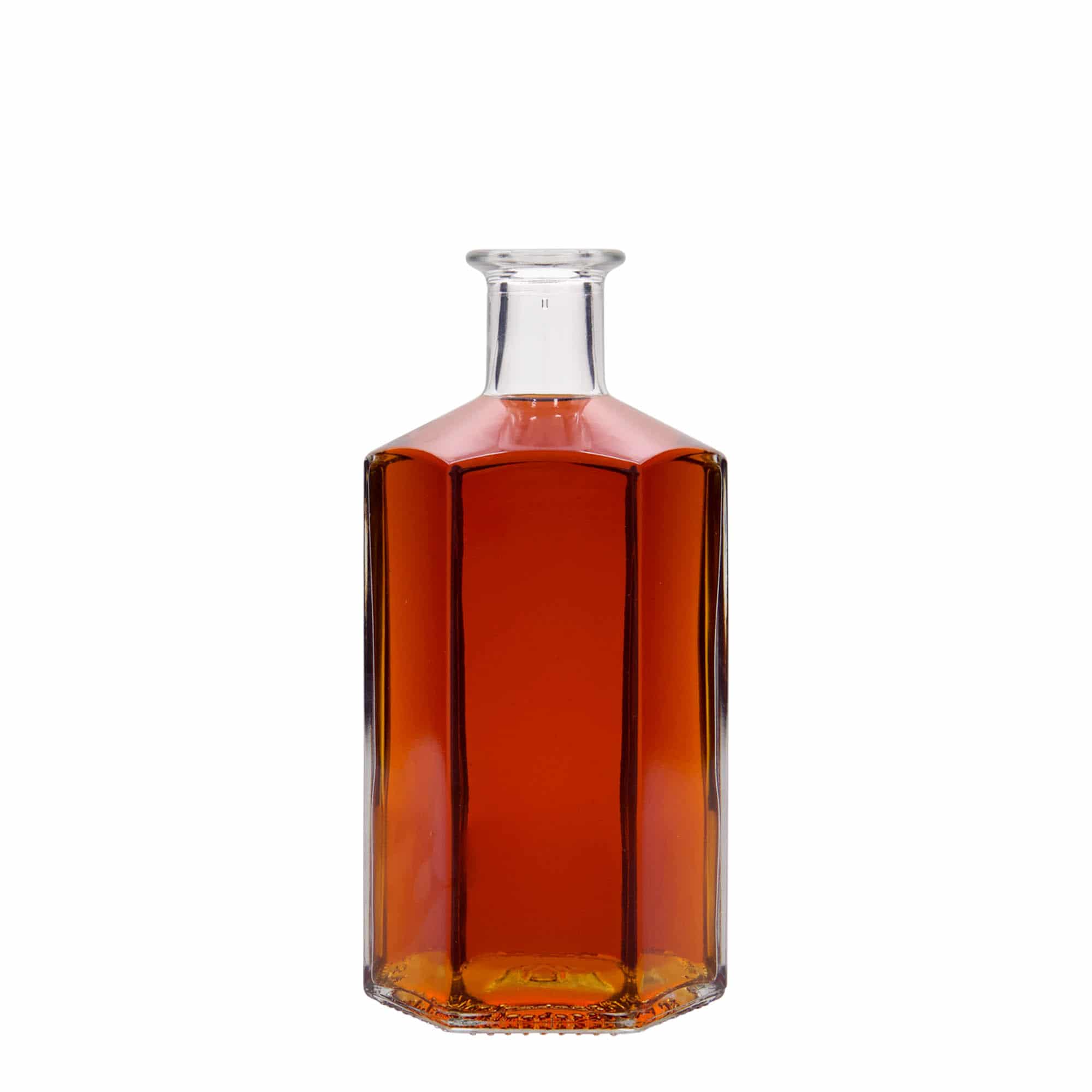 500 ml glasflaske apoteker 'Jimmy', sekskantet, åbning: Kork