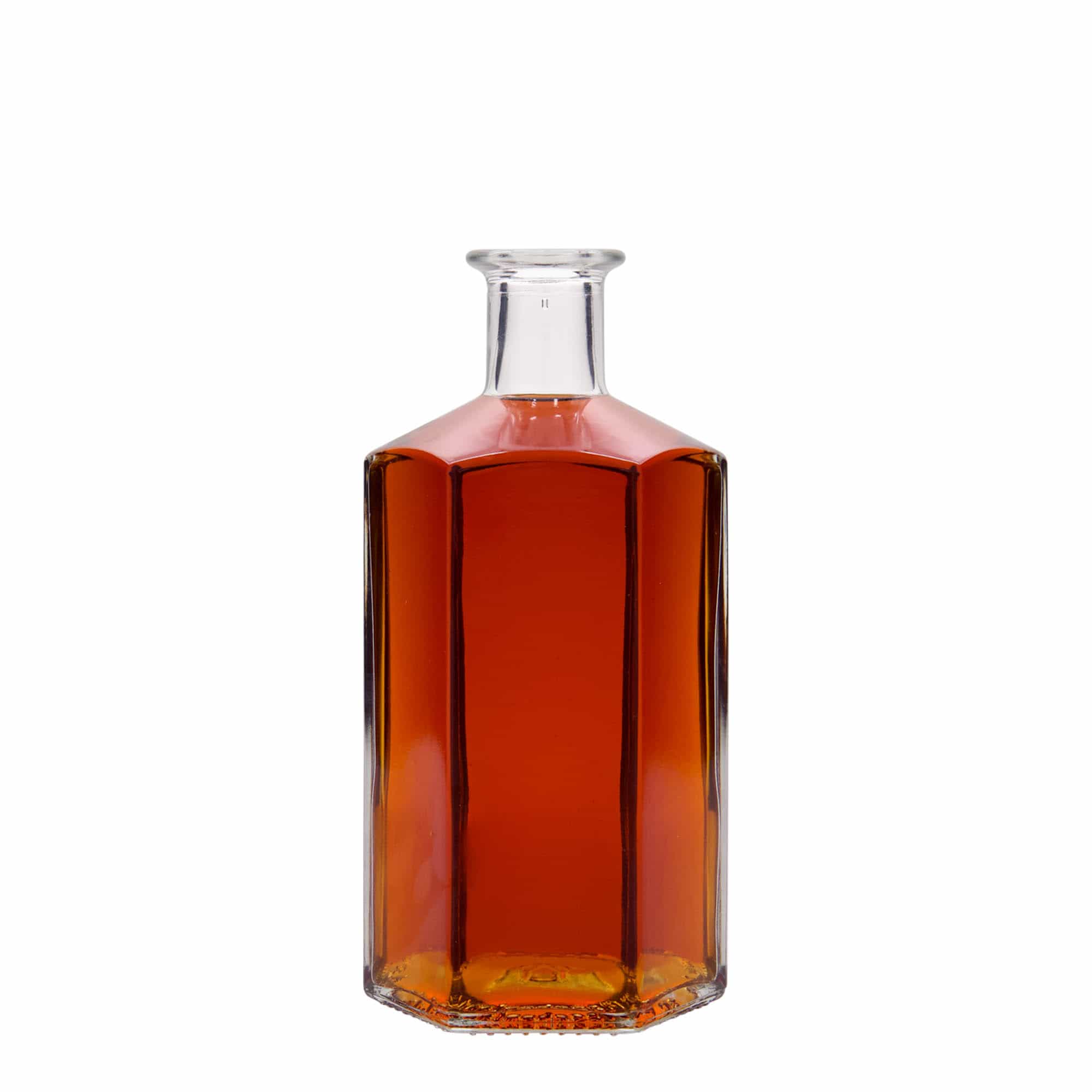 500 ml glasflaske apoteker 'Jimmy', sekskantet, åbning: kork