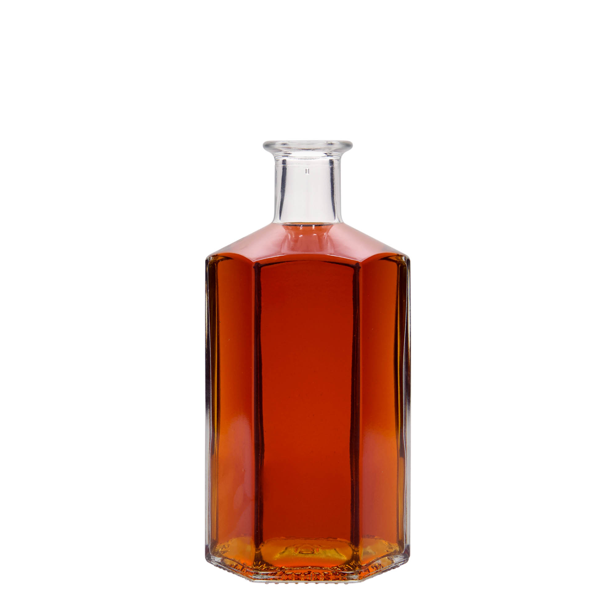 500 ml glasflaske apoteker »Jimmy«, sekskantet, åbning: kork