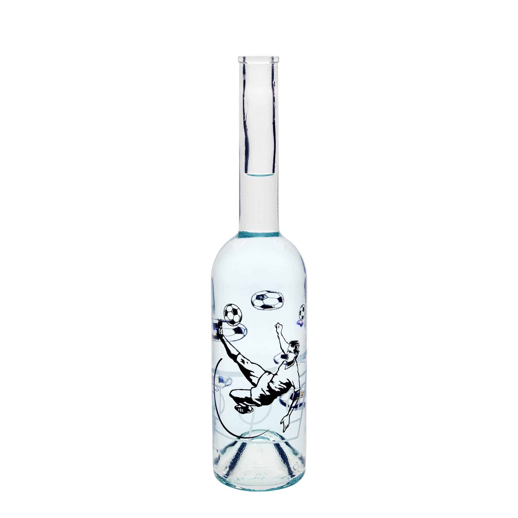 500 ml glasflaske 'Opera', motiv: fodboldspiller, munding: kork