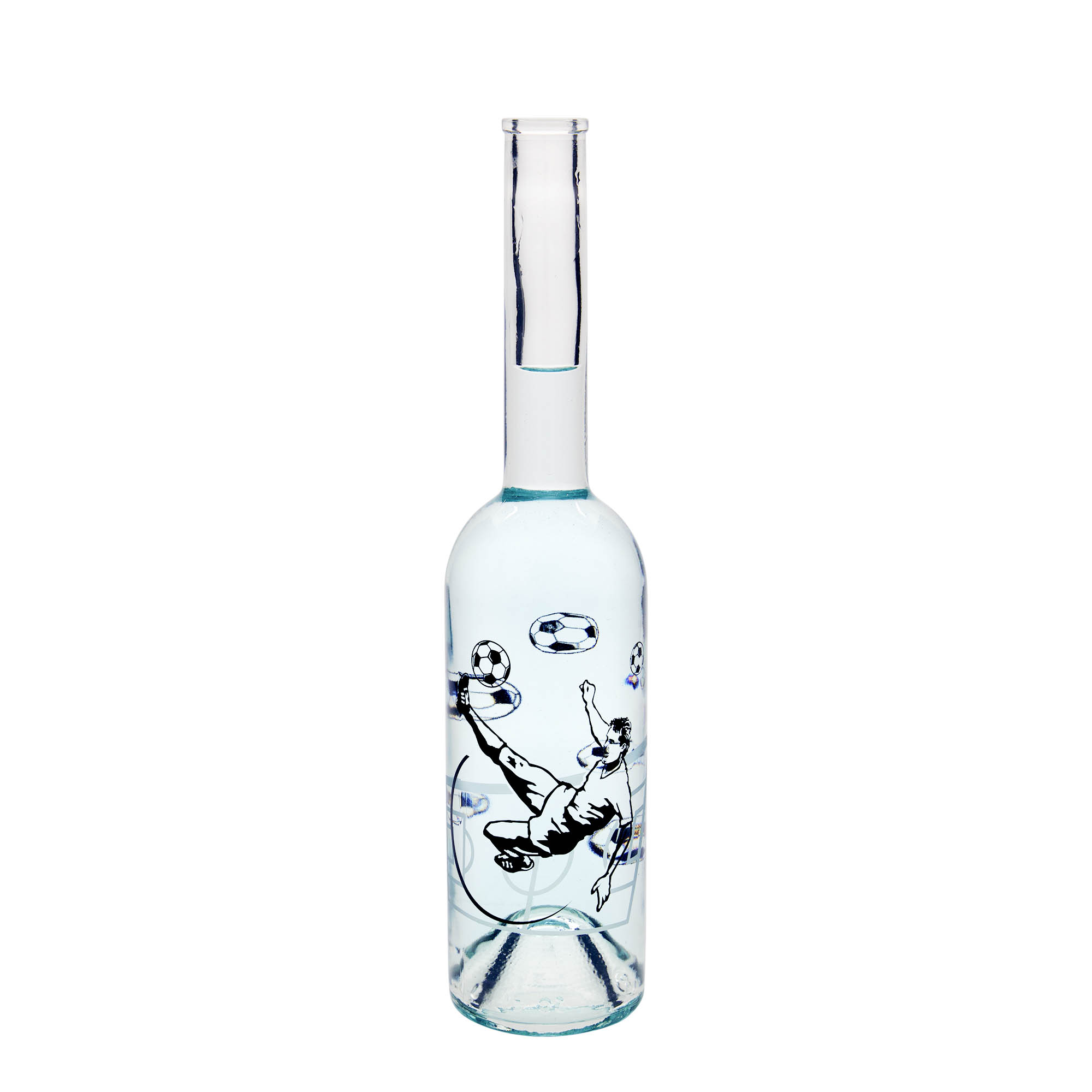 500 ml glasflaske 'Opera', motiv: fodboldspiller, munding: kork