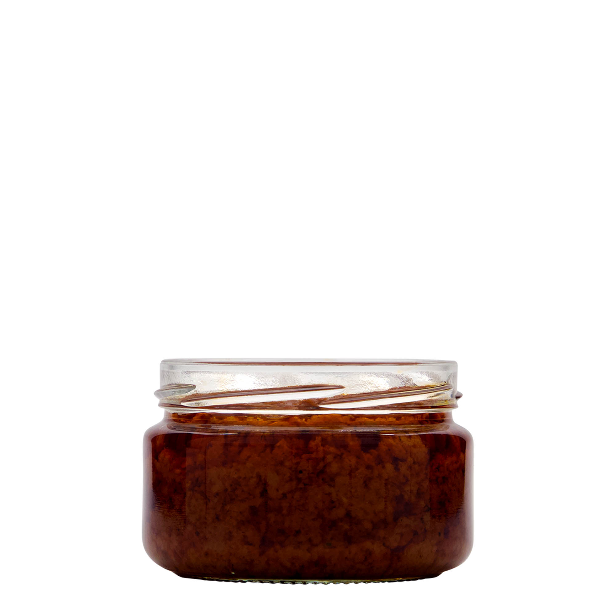 230 ml flad rundt glas, åbning: Twist-Off (TO 82) 230 ml flad rundt glas, åbning: Twist-Off (TO 82)