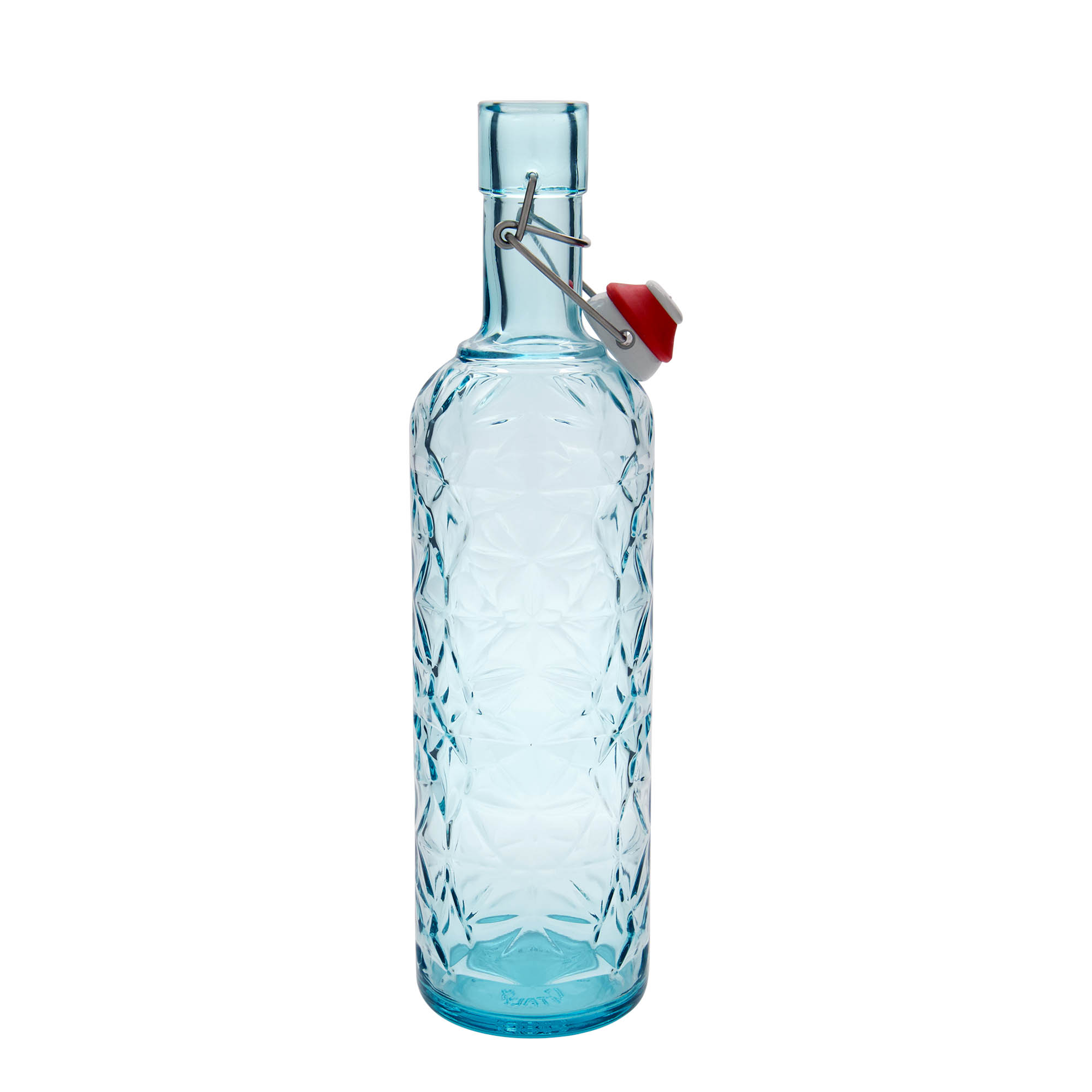 1.000 ml glasflaske 'Oriente', azurblå, åbning: låseklips