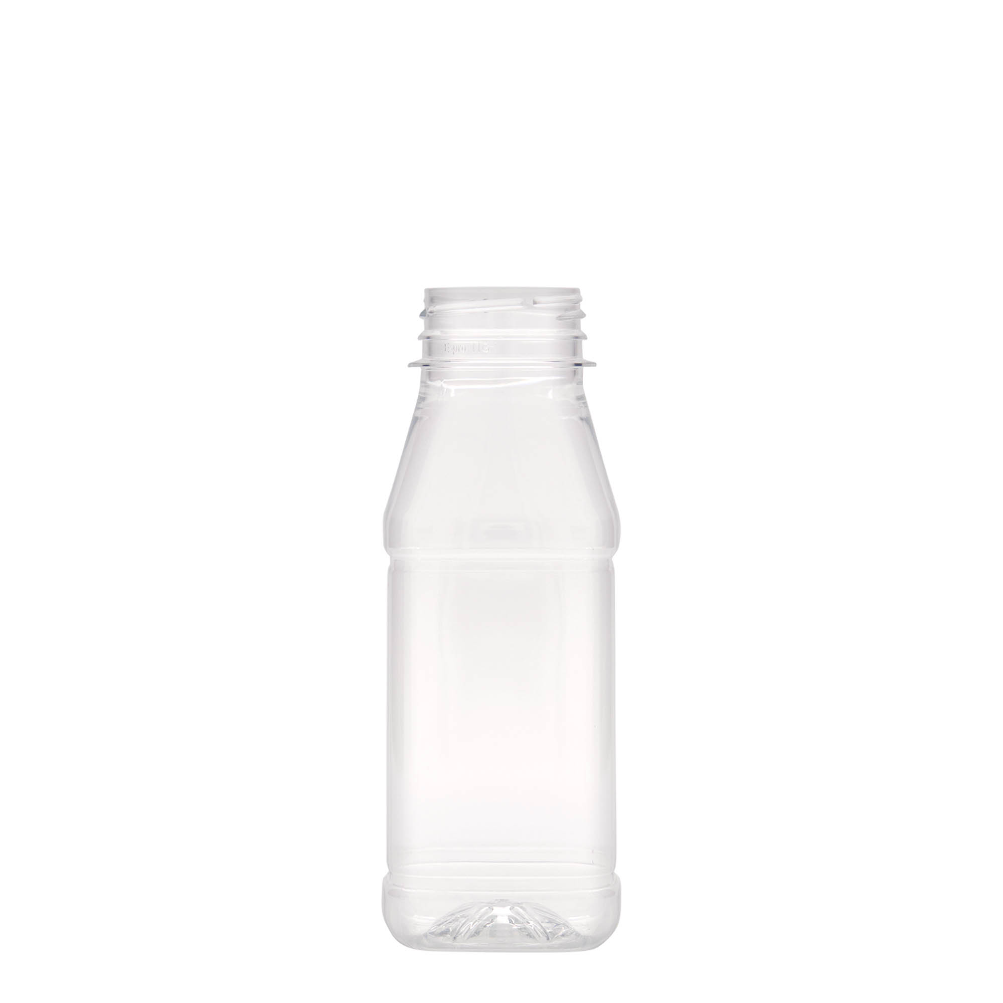 250 ml PET-flaske »Milk and Juice Carré«, firkantet, plastik, åbning: 38 mm