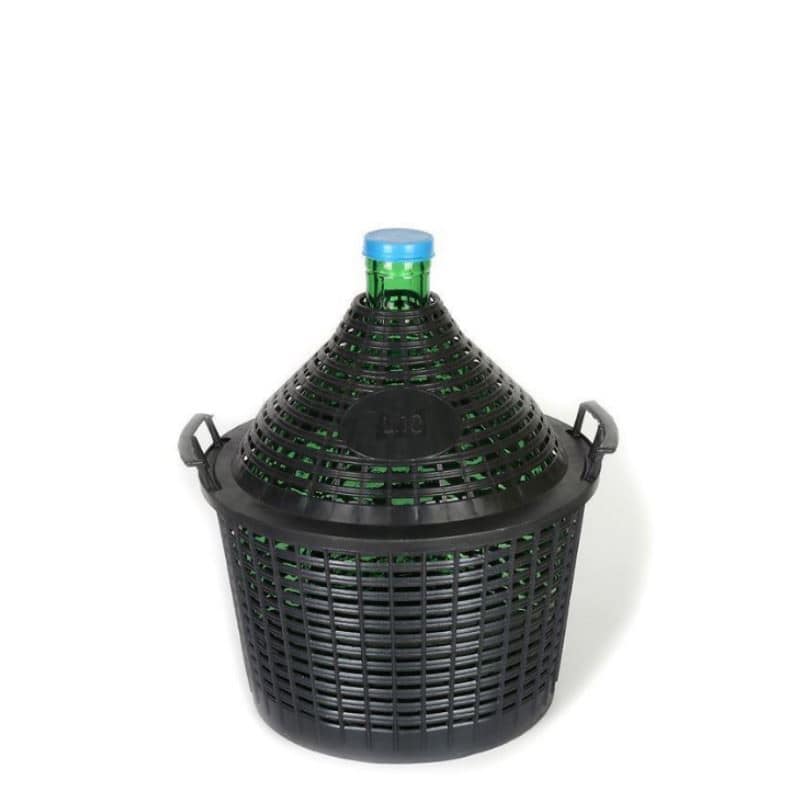 10 l ballonflaske, smalhalset, glas, grøn, åbning: Hætte 10 l ballonflaske, smalhalset, glas, grøn, åbning: Hætte