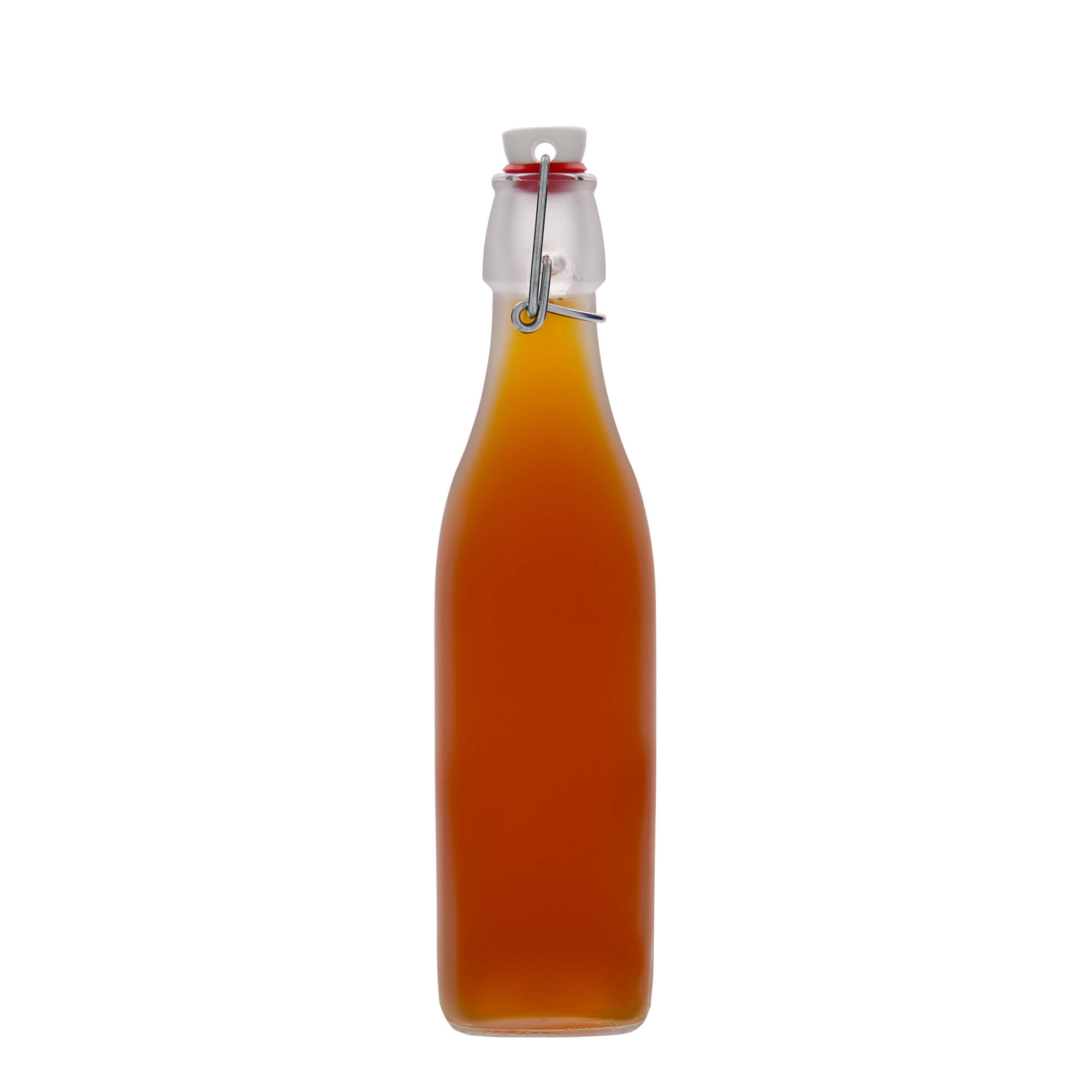 500 ml glasflaske 'Swing, firkantet, hvid, åbning: patentlukning